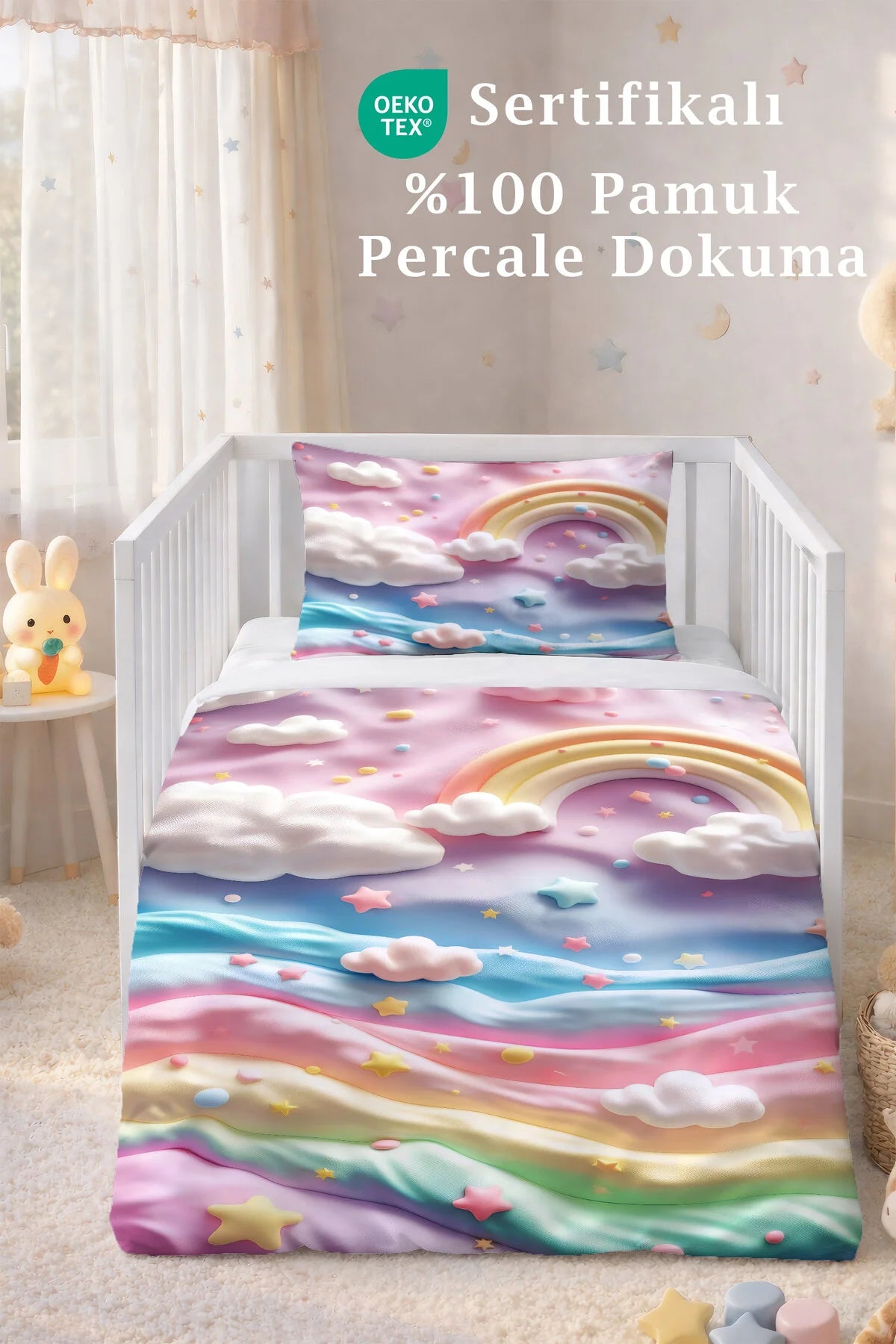 Bebek Nevresim %100 Pamuk Percale Dokuma Oeko-tex®sertifikalı 100 x 150 Pembe