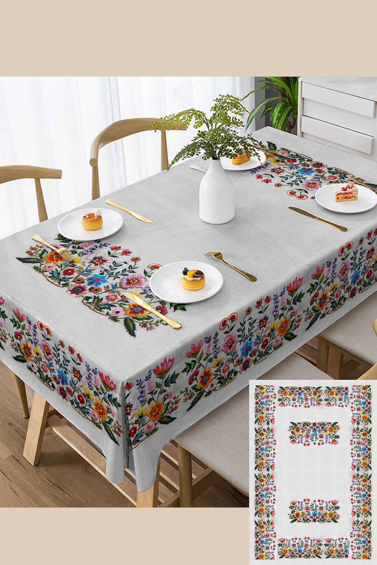 Masa örtüsü meyveli 5D Dijital Tasarım- Dertsiz kumaş Şeftali Flowers