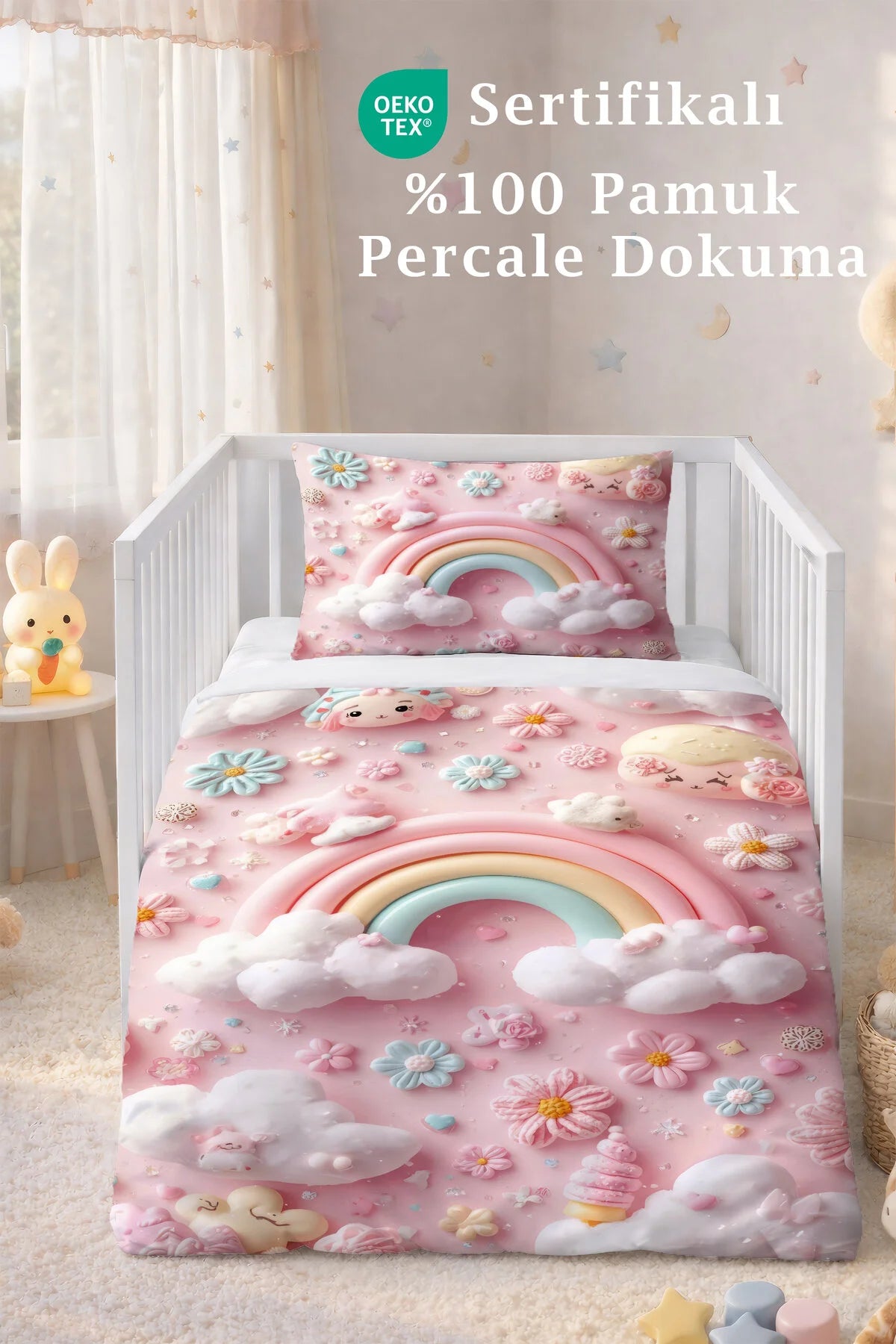 Percale Premium Bebek Nevresim Takımı Prenses 100x150 cm