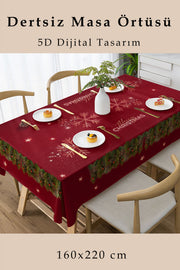 Christmas Masa örtüsü Yılbaşı- 5D Dijital Tasarım Özel Dokuma Red