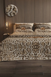 %100 Pamuk Çift Kişilik Pike Takımı Yatak Örtüsü Özel Dokuma Leopar Fabric