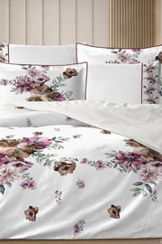 4 YASTIKLI Biyeli %100 Pamuk Percale Nevresim Takımı Çift Kişilik-Premium Özel Üretim Rose