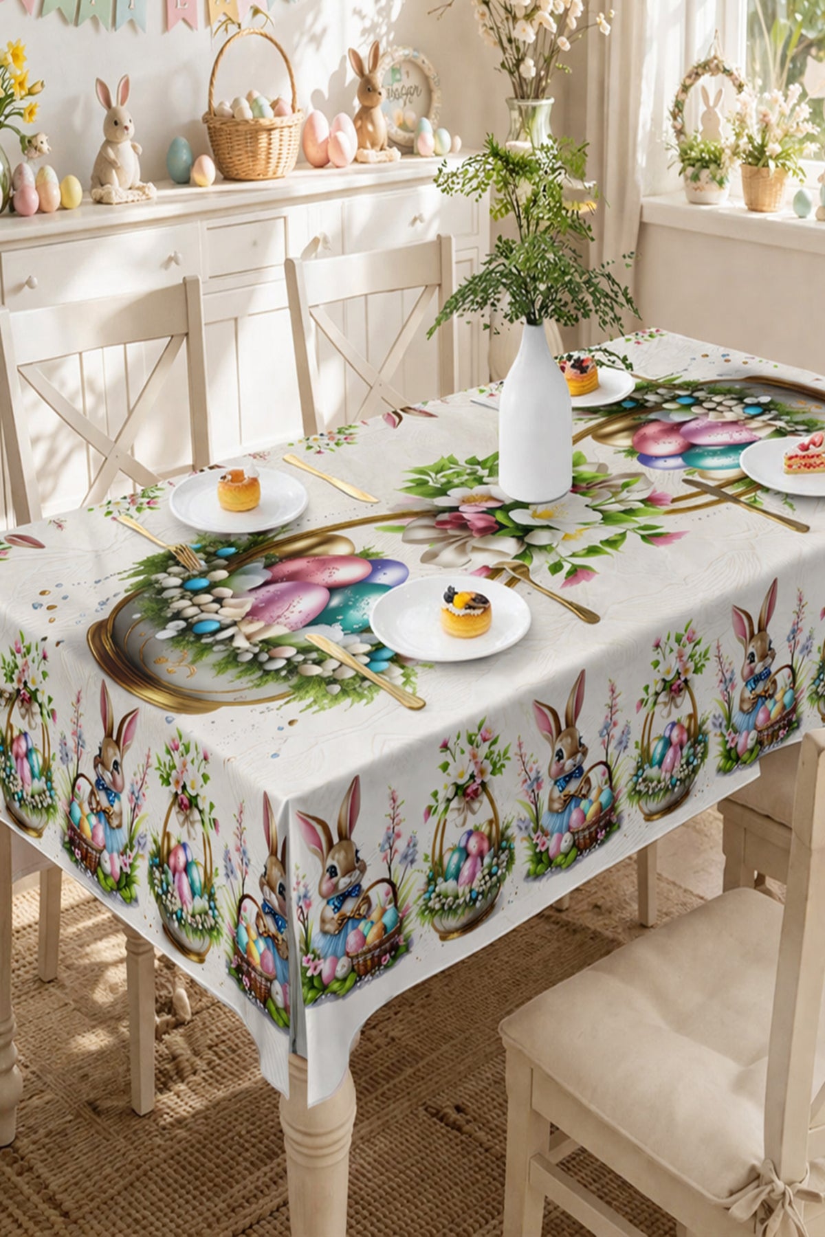 Masa Örtüsü-Renkli 5D Dijital Tasarım- Özel Jakar Dokuma kumaş Ütü Gerektirmez