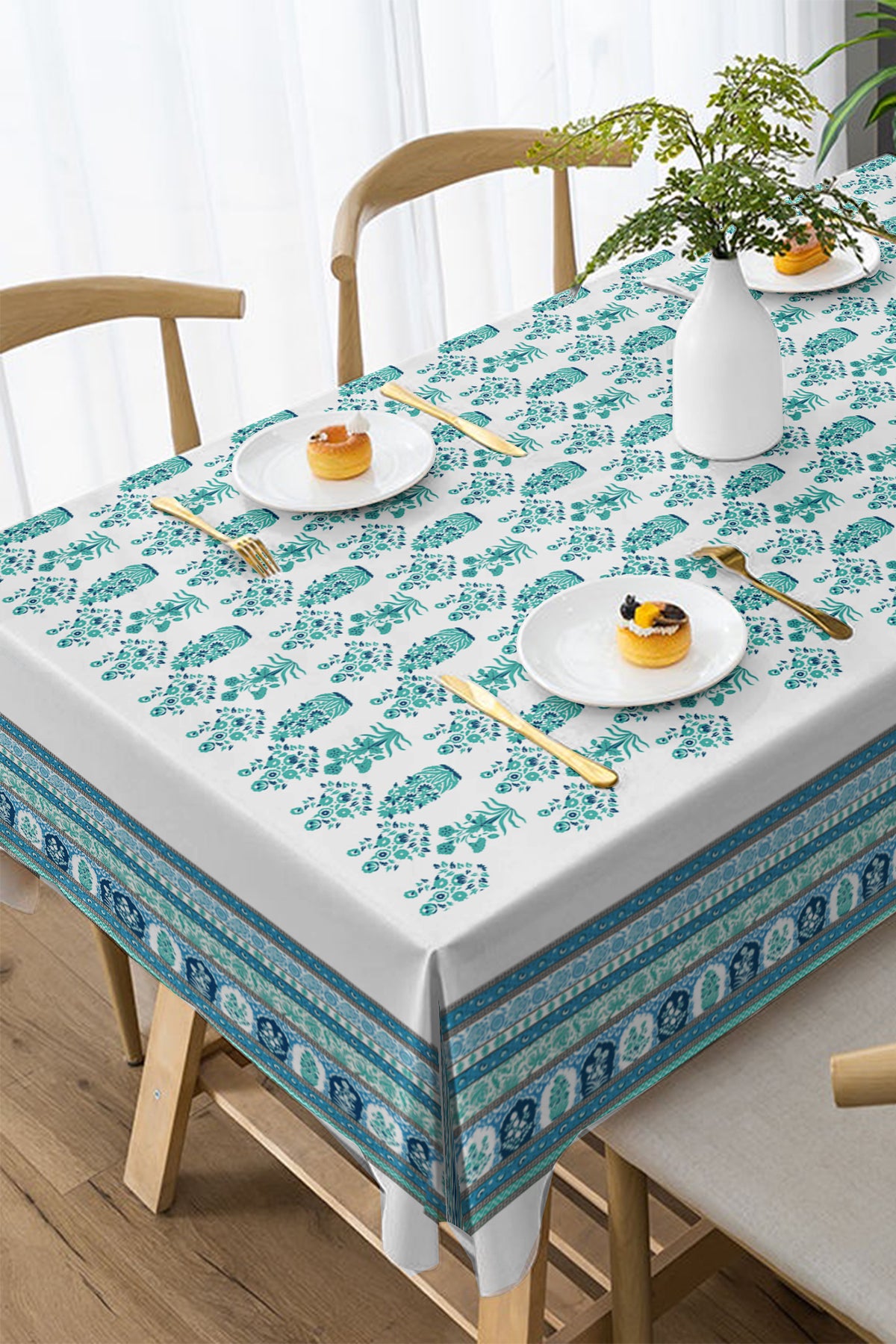 Masa örtüsü meyveli 5D Dijital Tasarım- Dertsiz kumaş Şeftali Blue