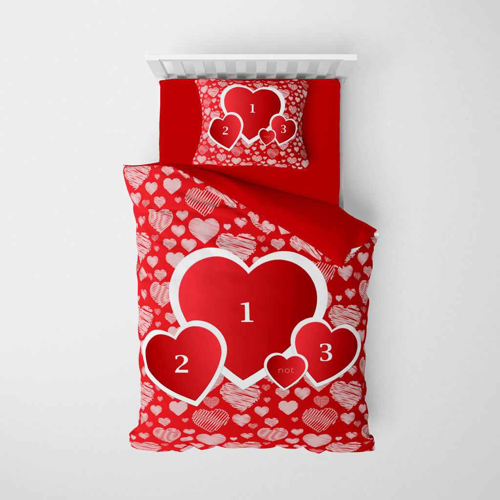 MonoHome Kişiye Özel Tek Kişilik Nevresim Takımı Red Heart