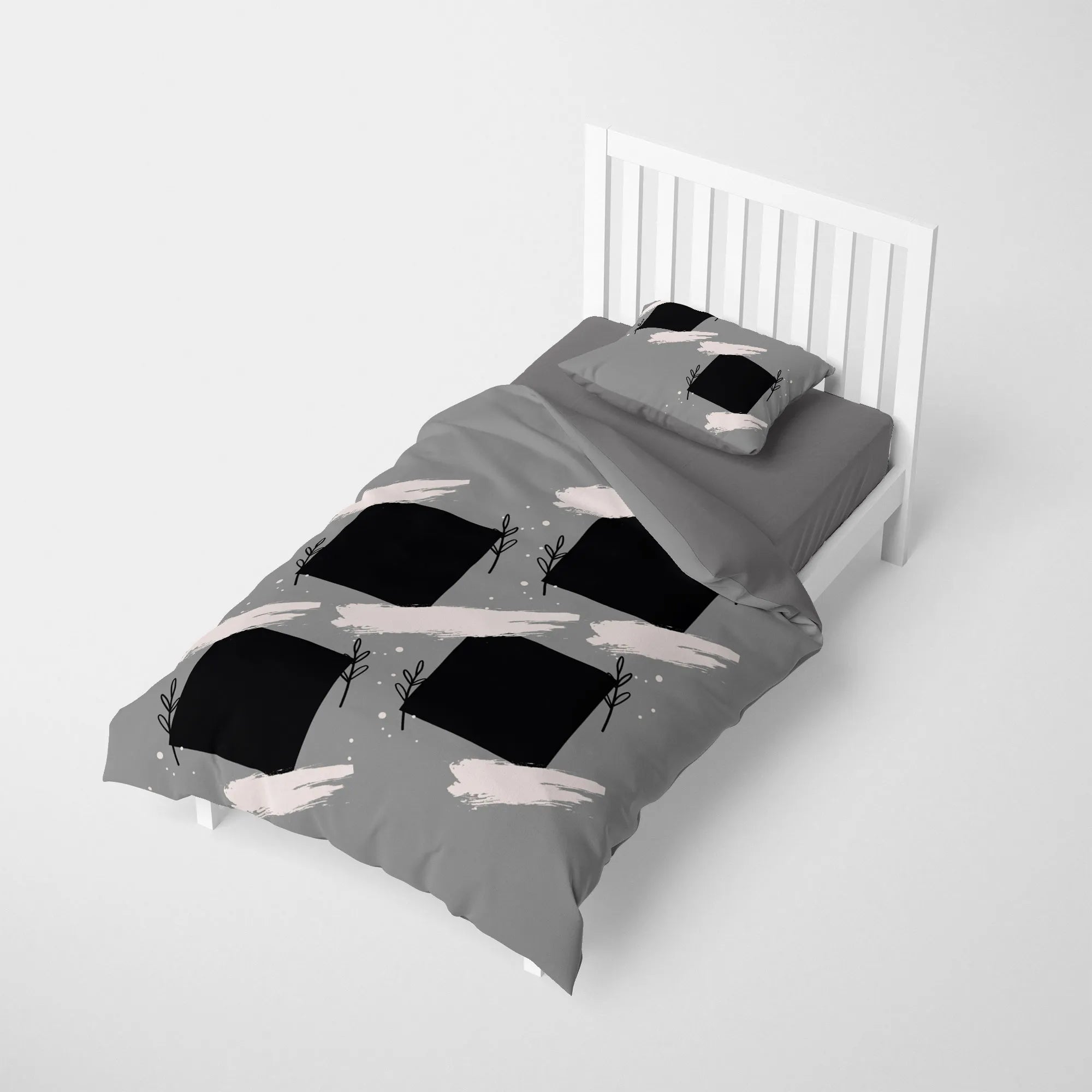 MonoHome Kişiye Özel Tek Kişilik Nevresim Takımı Grey