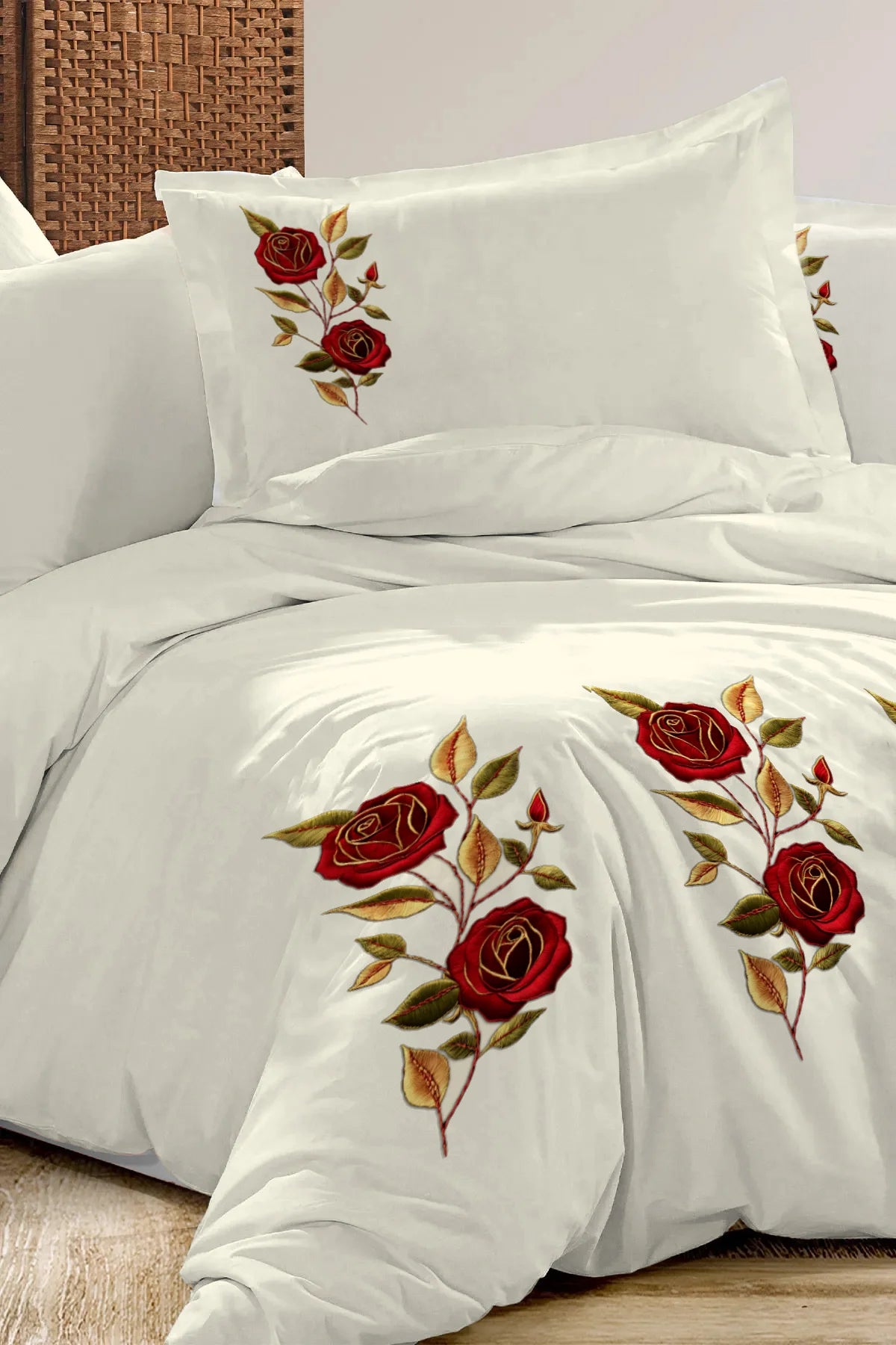 3D Dijital Nakışlı Nevresim %100 Pamuk % Oeko-tex®Sertifikalı Özel Dokuma Rose
