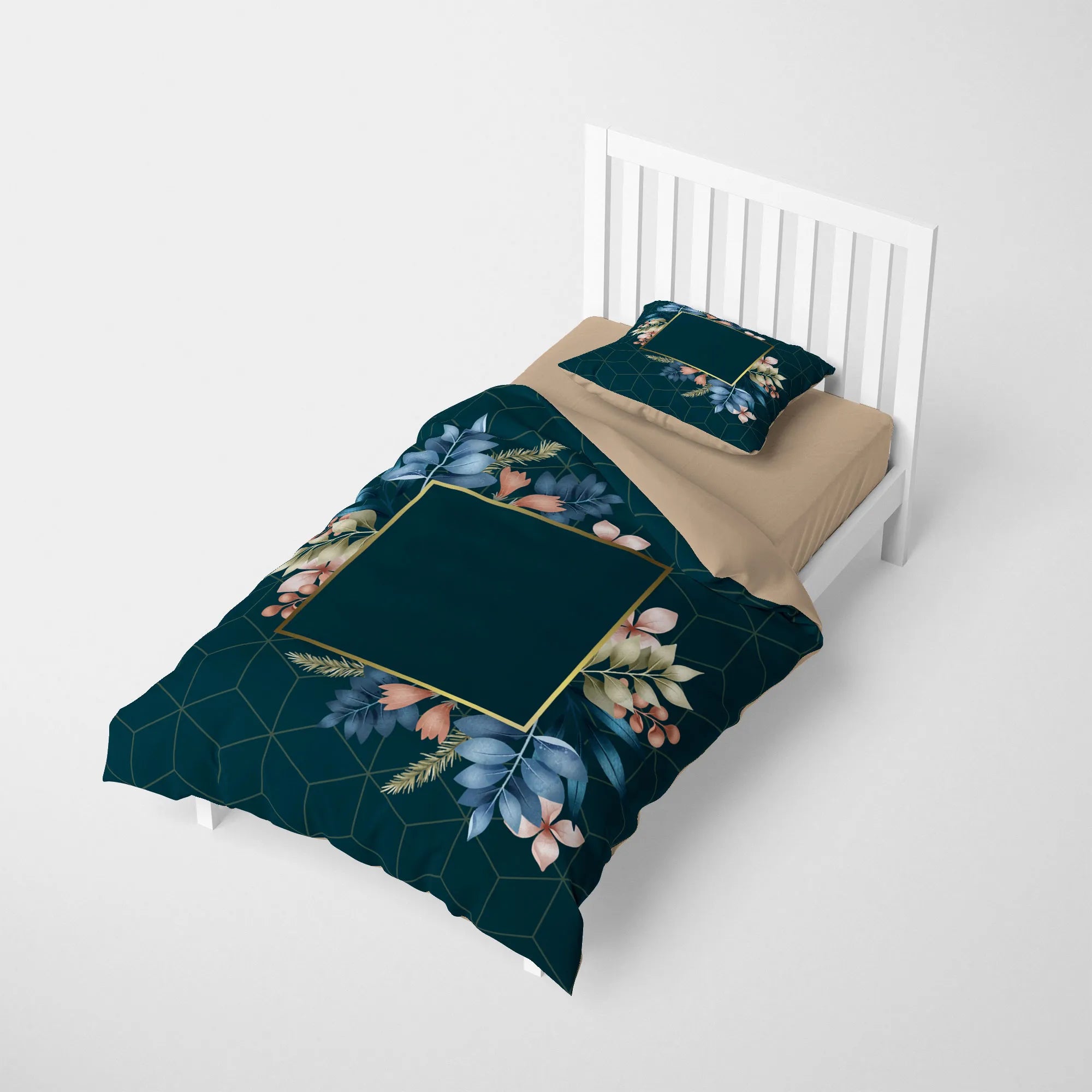 MonoHome Kişiye Özel Tek Kişilik Nevresim Takımı Frame Flowers