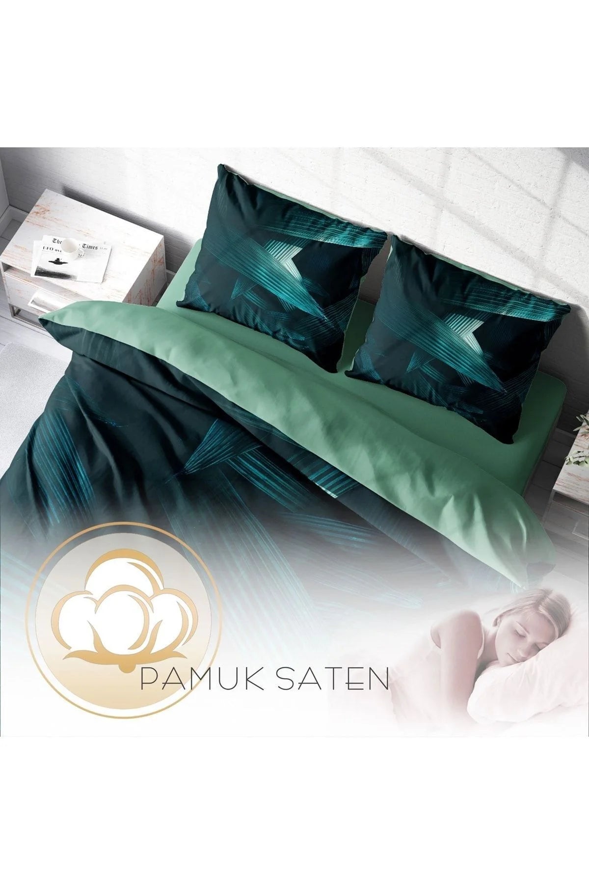 3D Pamuk Saten Çift Kişilik Nevresim Takımı