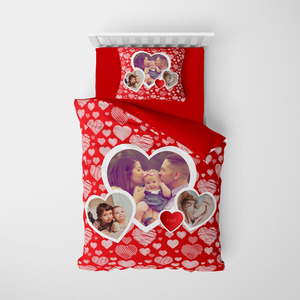 MonoHome Kişiye Özel Tek Kişilik Nevresim Takımı Red Heart