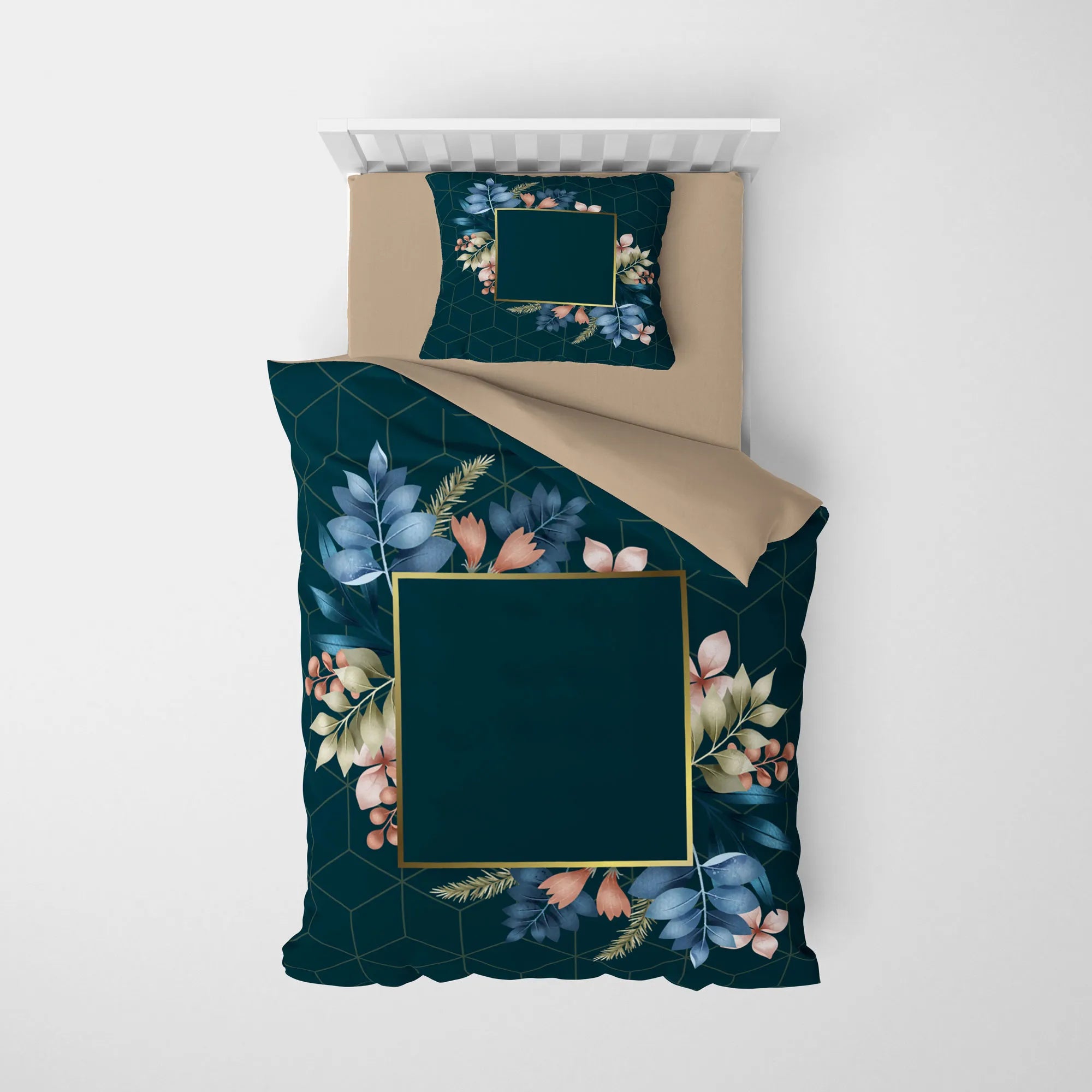 MonoHome Kişiye Özel Tek Kişilik Nevresim Takımı Frame Flowers