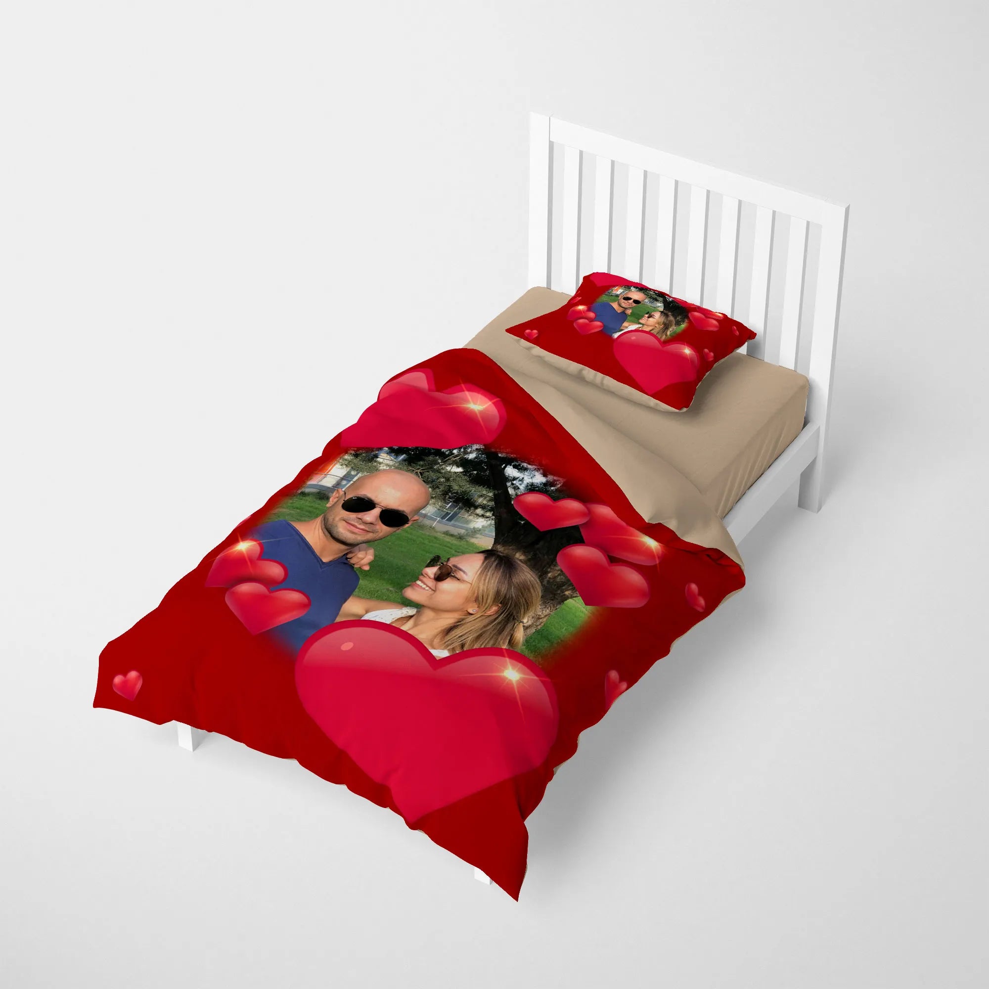 MonoHome Kişiye Özel Tek Kişilik Nevresim Takımı Love Red