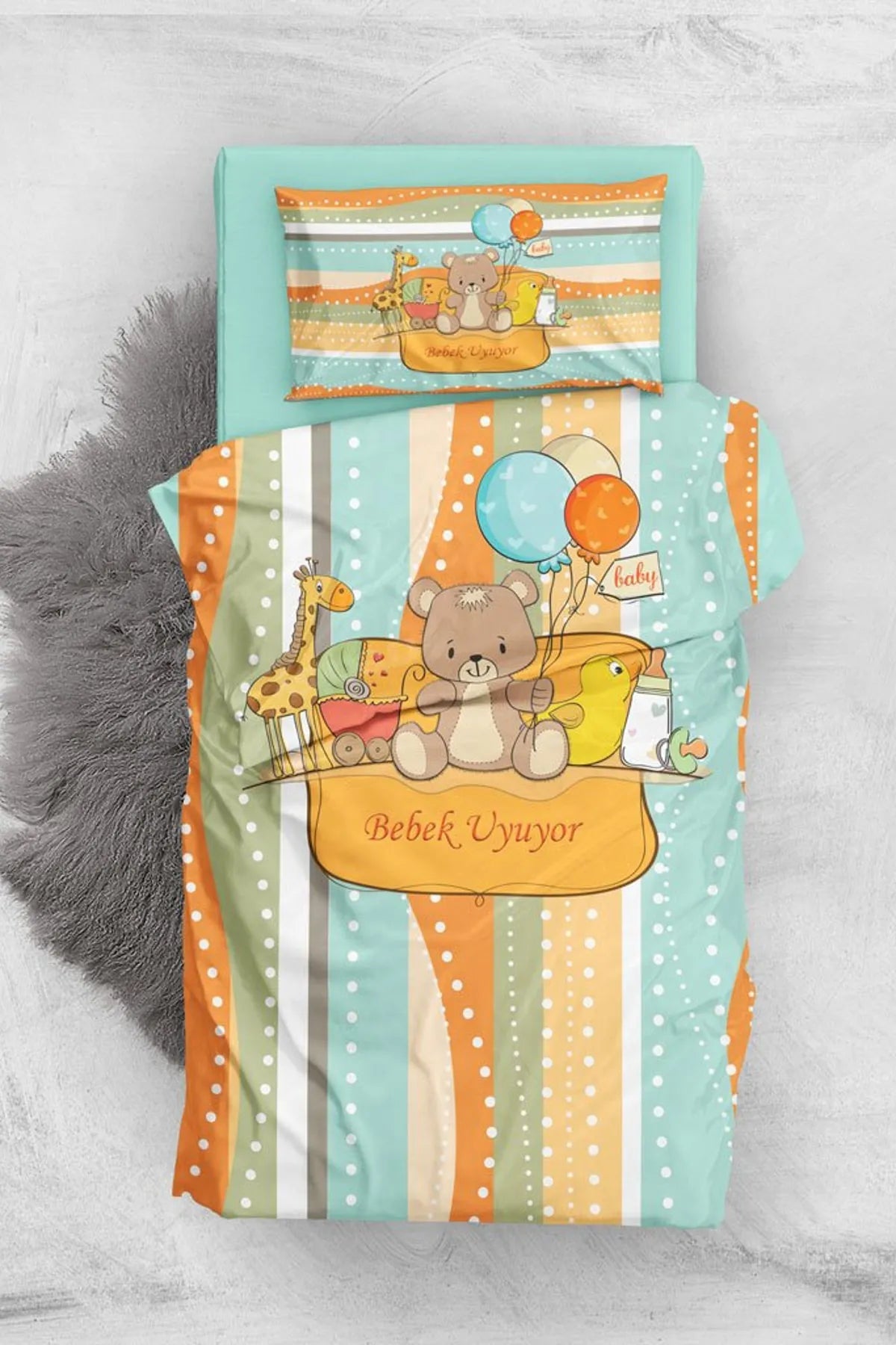 Bebeğimi Uyandırma 3D Pamuk Saten Bebek Nevresim Takımı