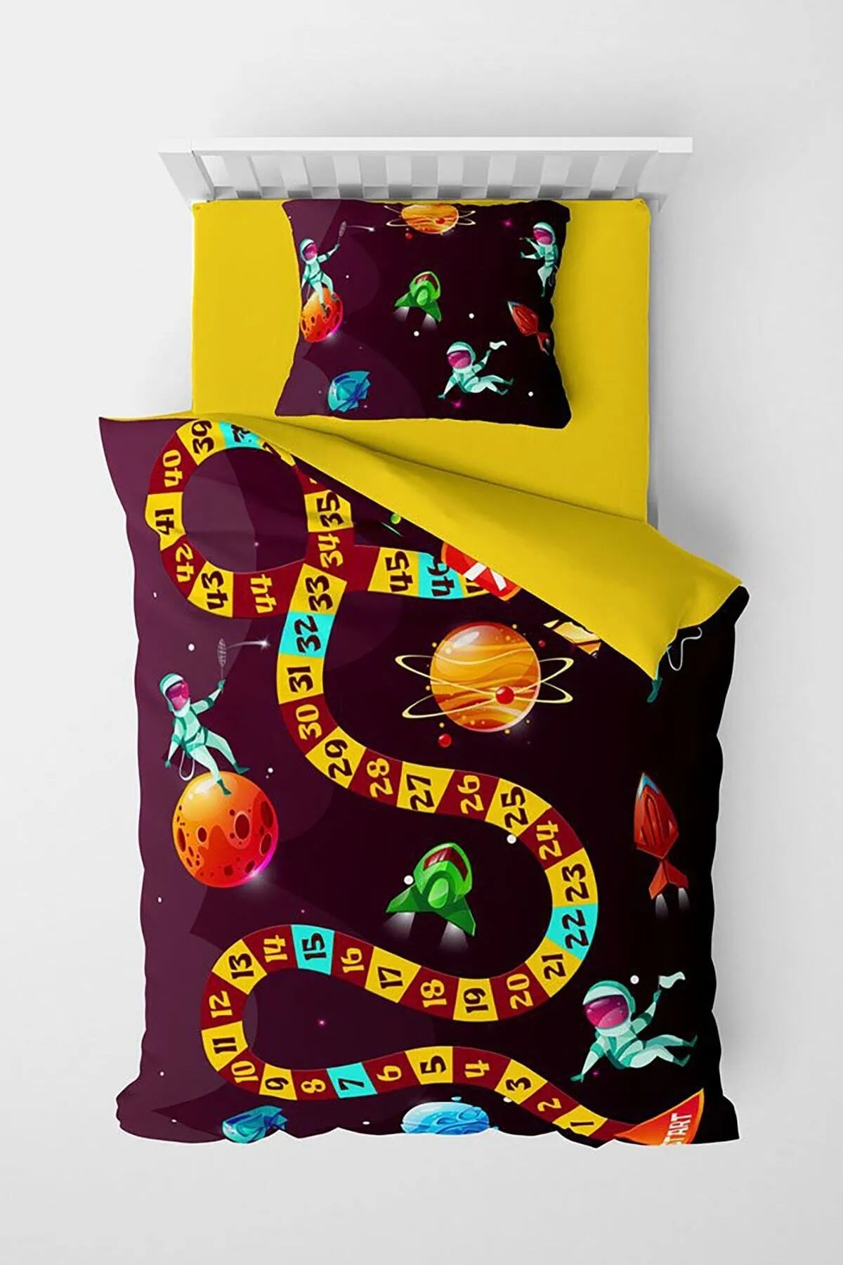 Gezegen Sayılar 3D Pamuk Saten Çocuk Nevresim Takımı