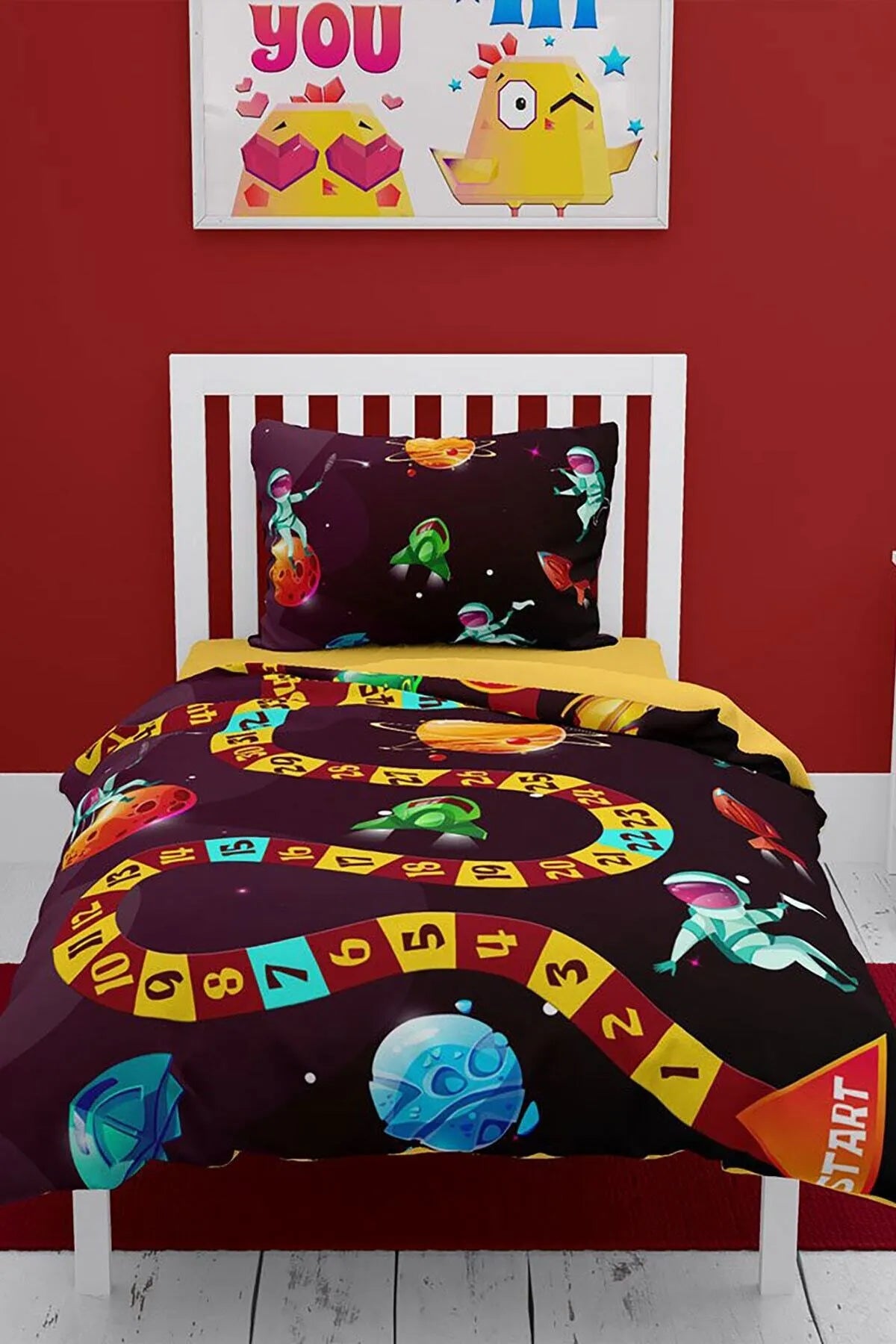 Gezegen Sayılar 3D Pamuk Saten Çocuk Nevresim Takımı