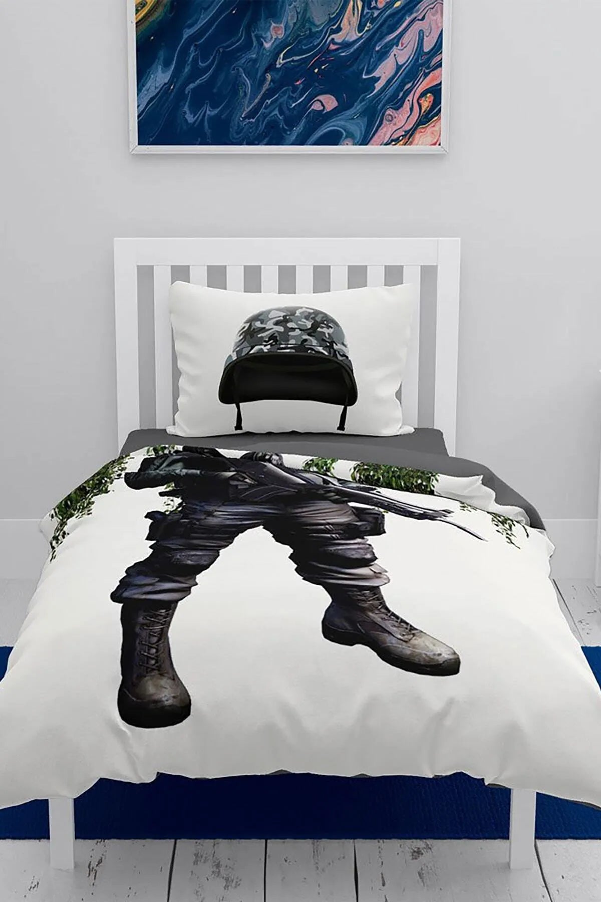 Asker 3D Pamuk Saten Çocuk Nevresim Takımı