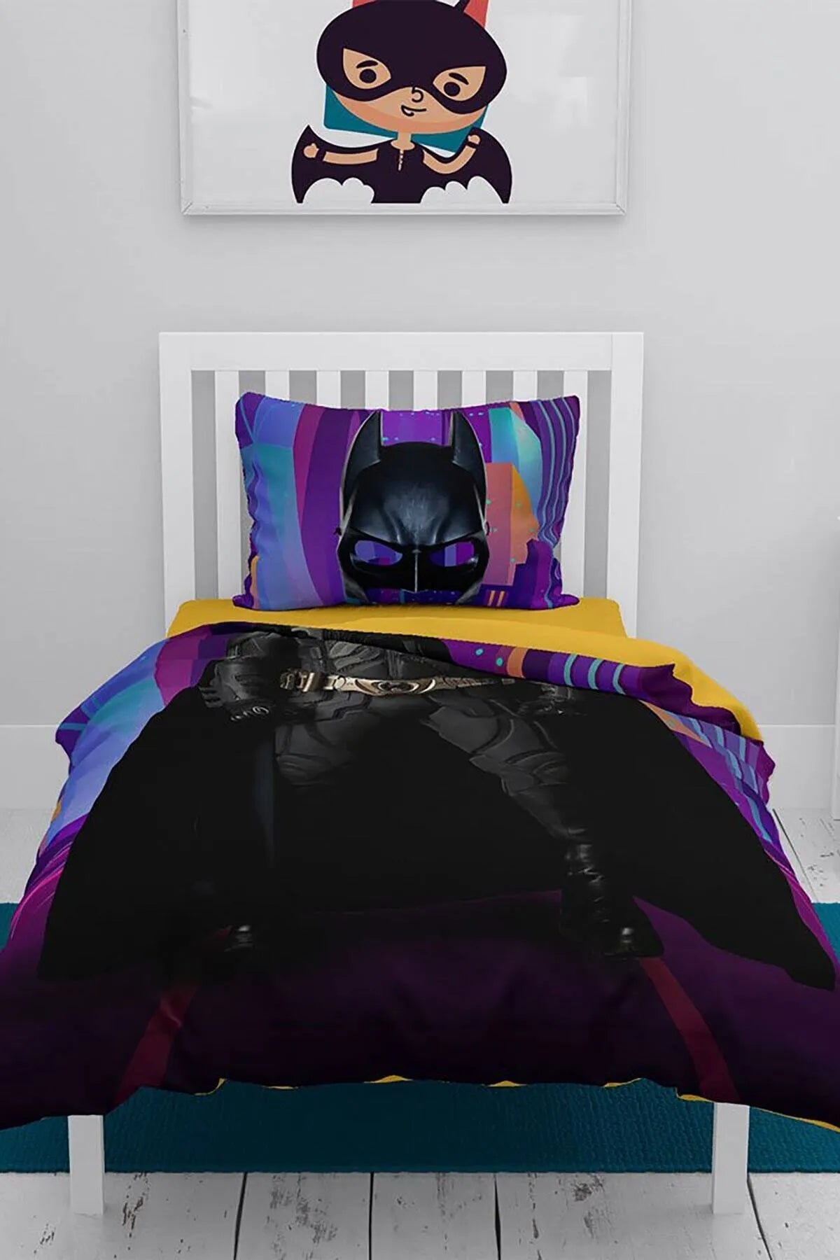 Yarasa Adam Çocuk Nevresim Takımı Özel Örgü Pamuk Saten 3d Dijital