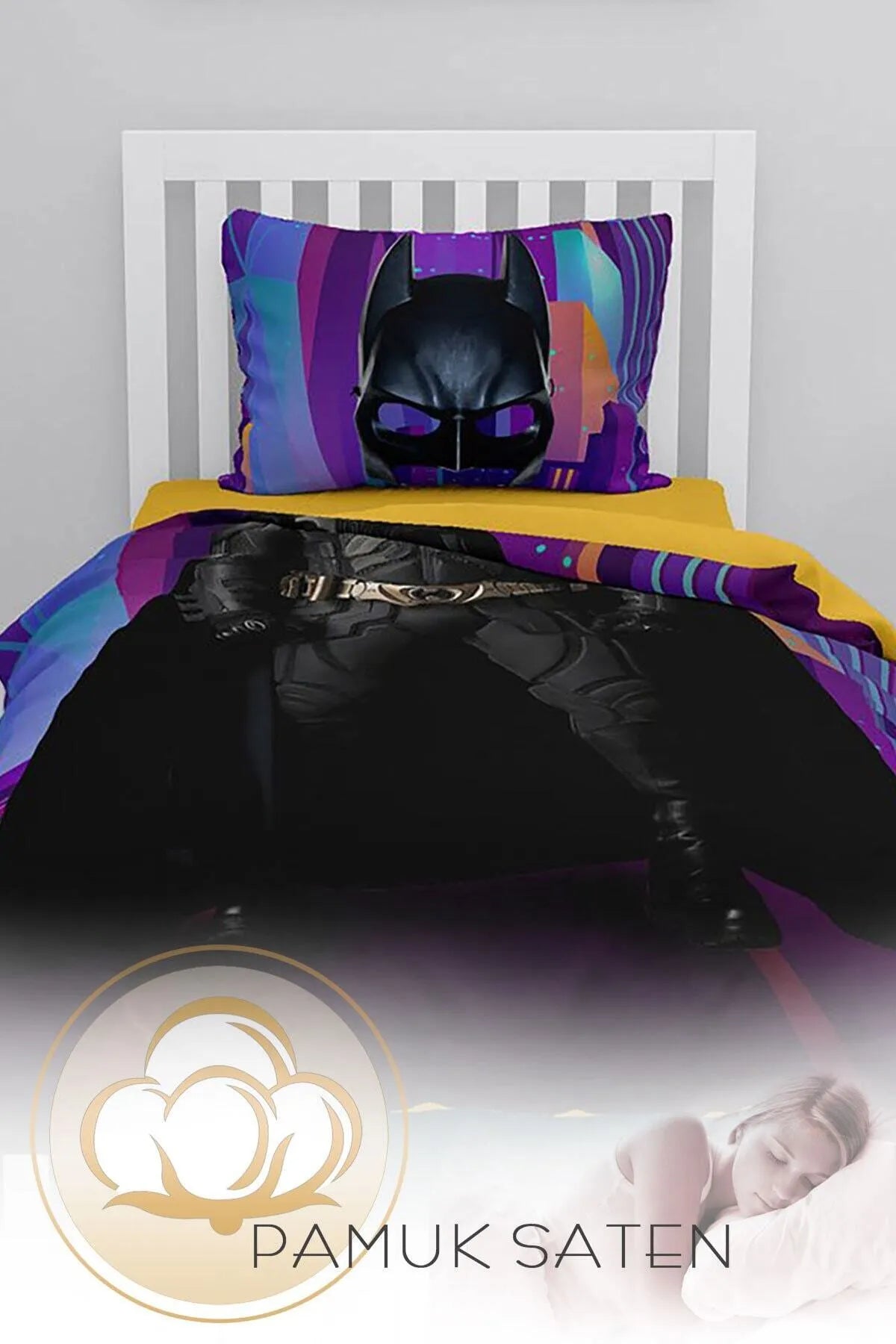 Yarasa Adam Çocuk Nevresim Takımı Özel Örgü Pamuk Saten 3d Dijital