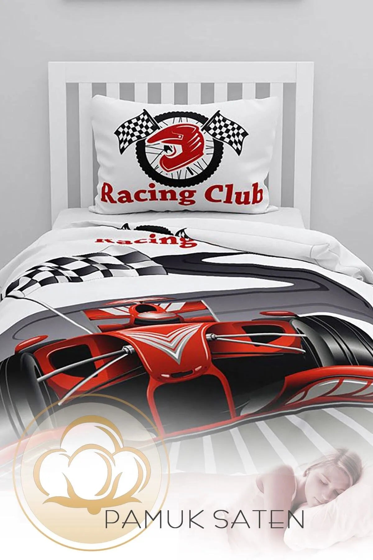 Racer 3D Pamuk Saten Çocuk Nevresim Takımı