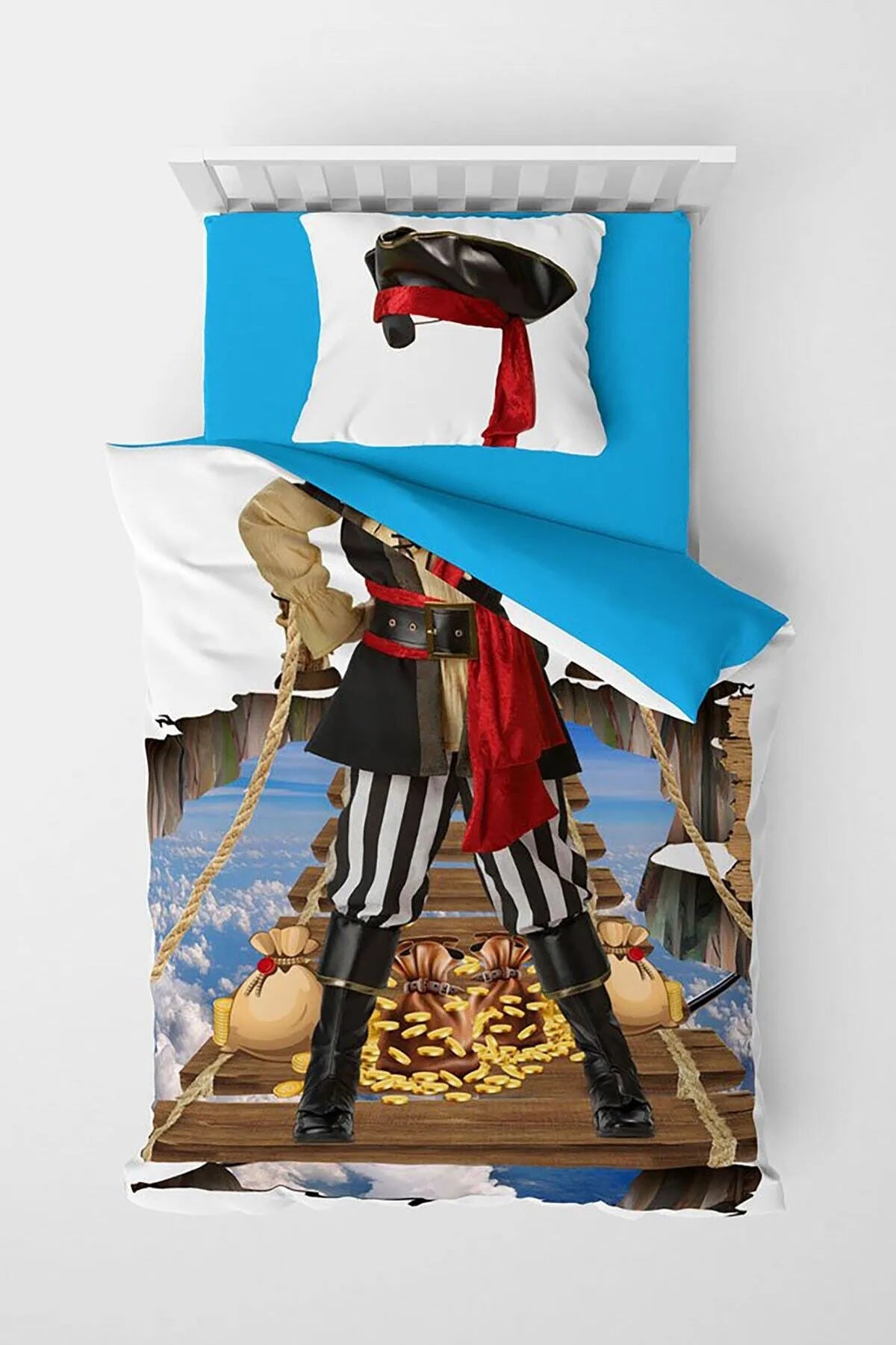 Korsan 3D Pamuk Saten Çocuk Nevresim Takımı