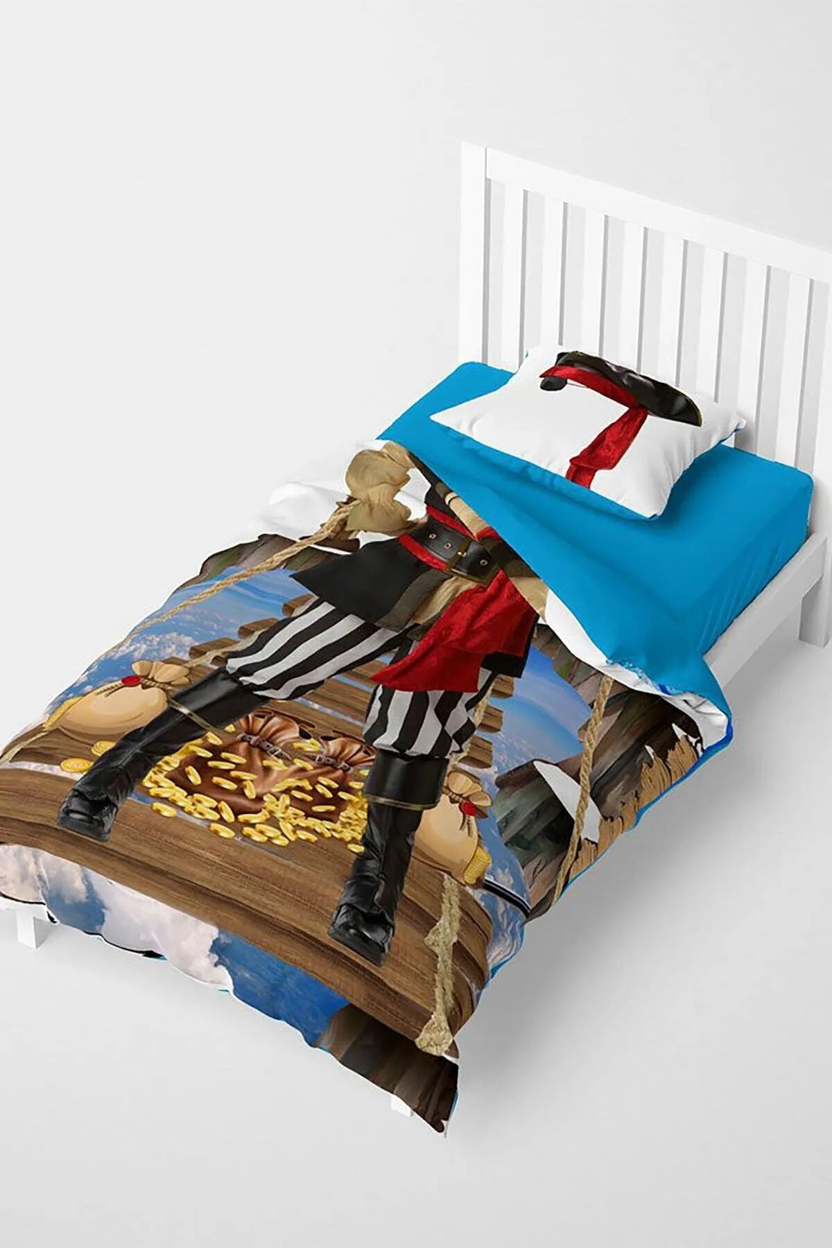 Korsan 3D Pamuk Saten Çocuk Nevresim Takımı