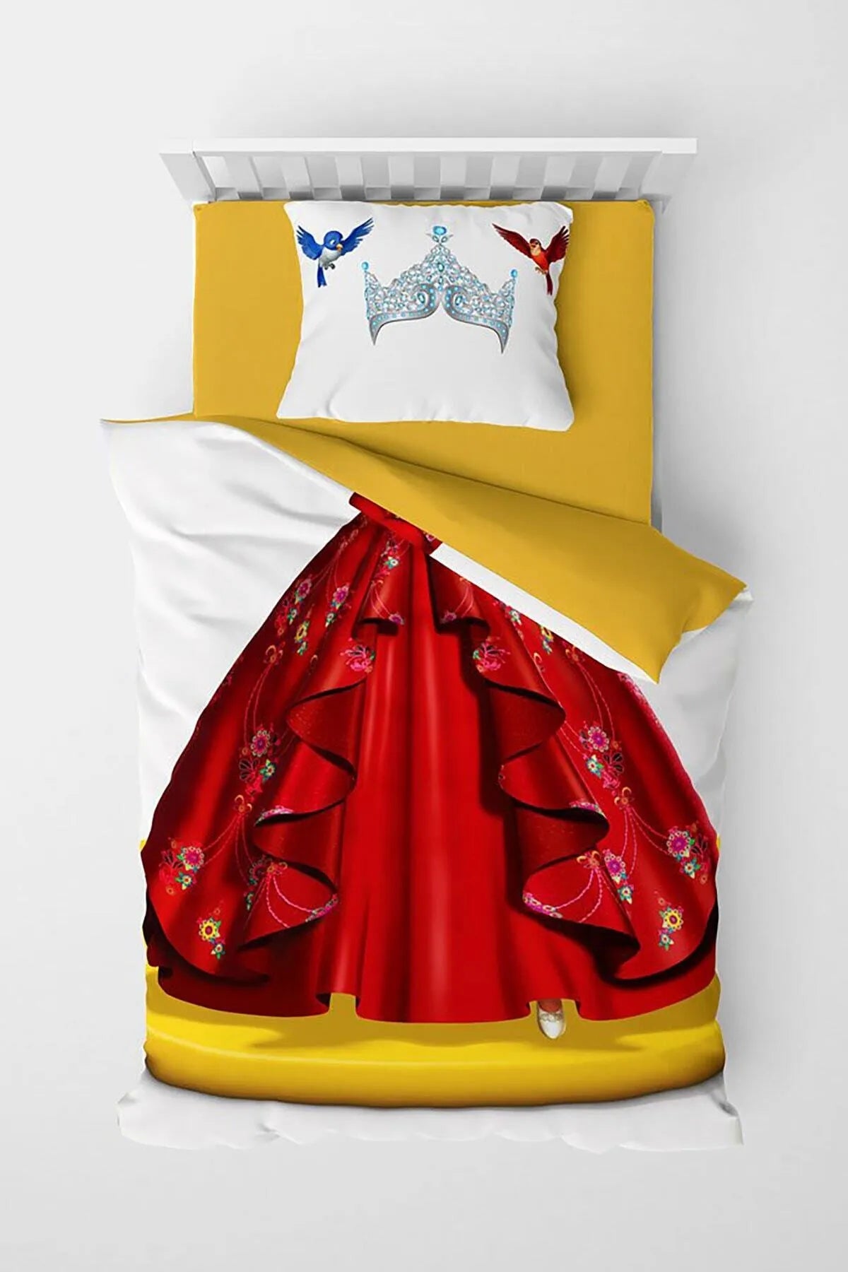 Kuşlar Prensesi 3D Pamuk Saten Çocuk Nevresim Takımı