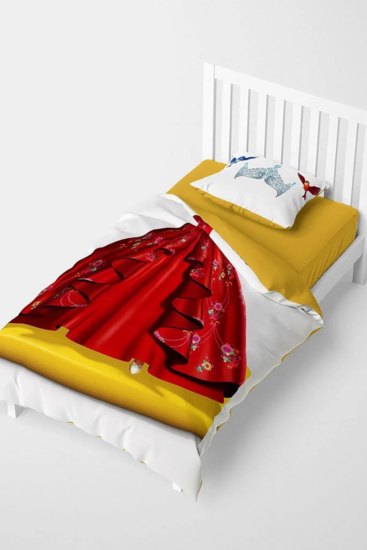 Kuşlar Prensesi 3D Pamuk Saten Çocuk Nevresim Takımı