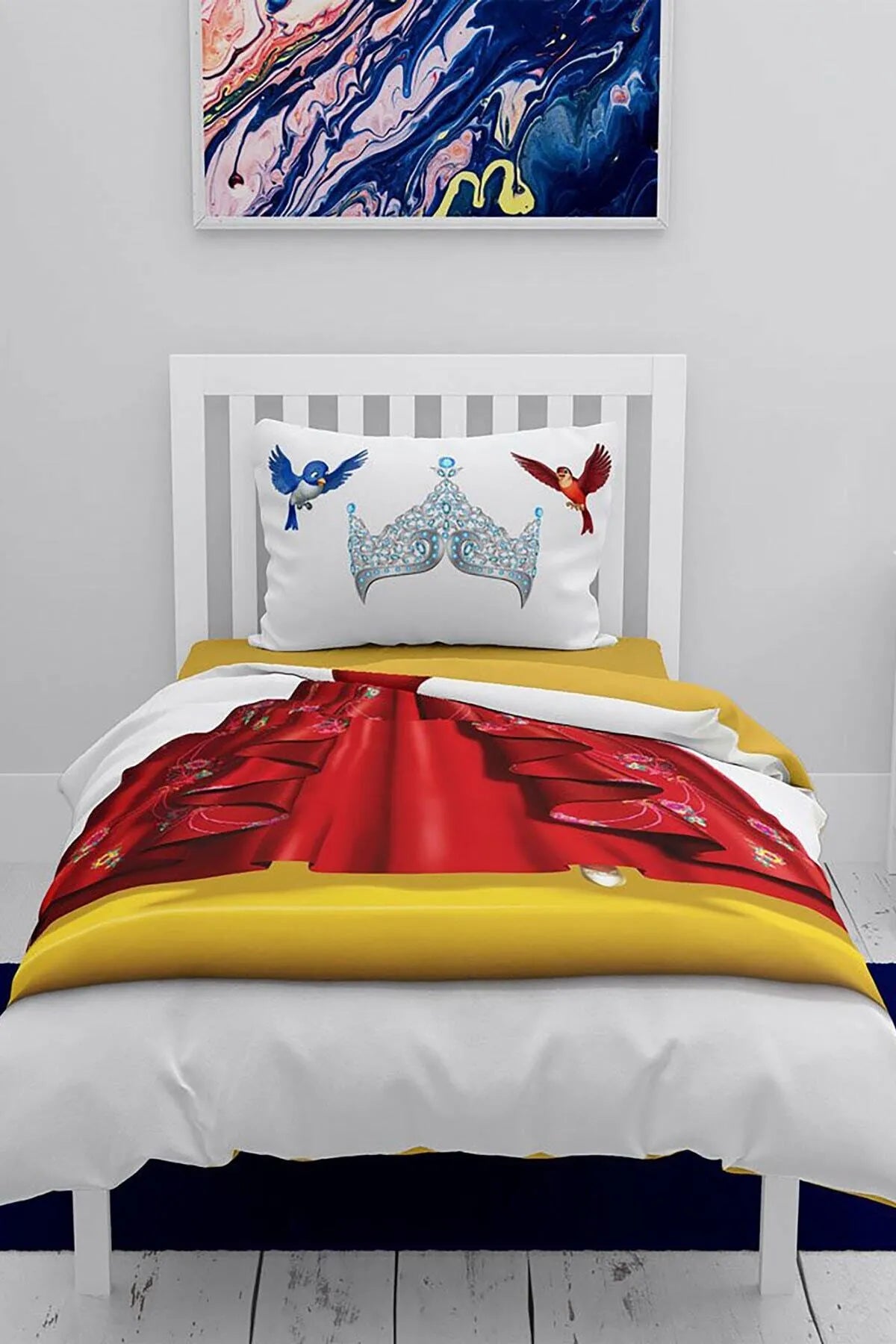 Kuşlar Prensesi 3D Pamuk Saten Çocuk Nevresim Takımı