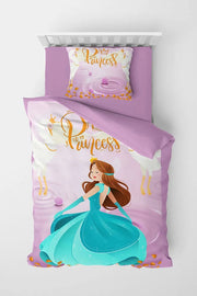 Mavi Prenses 3D Pamuk Saten Çocuk Nevresim Takımı