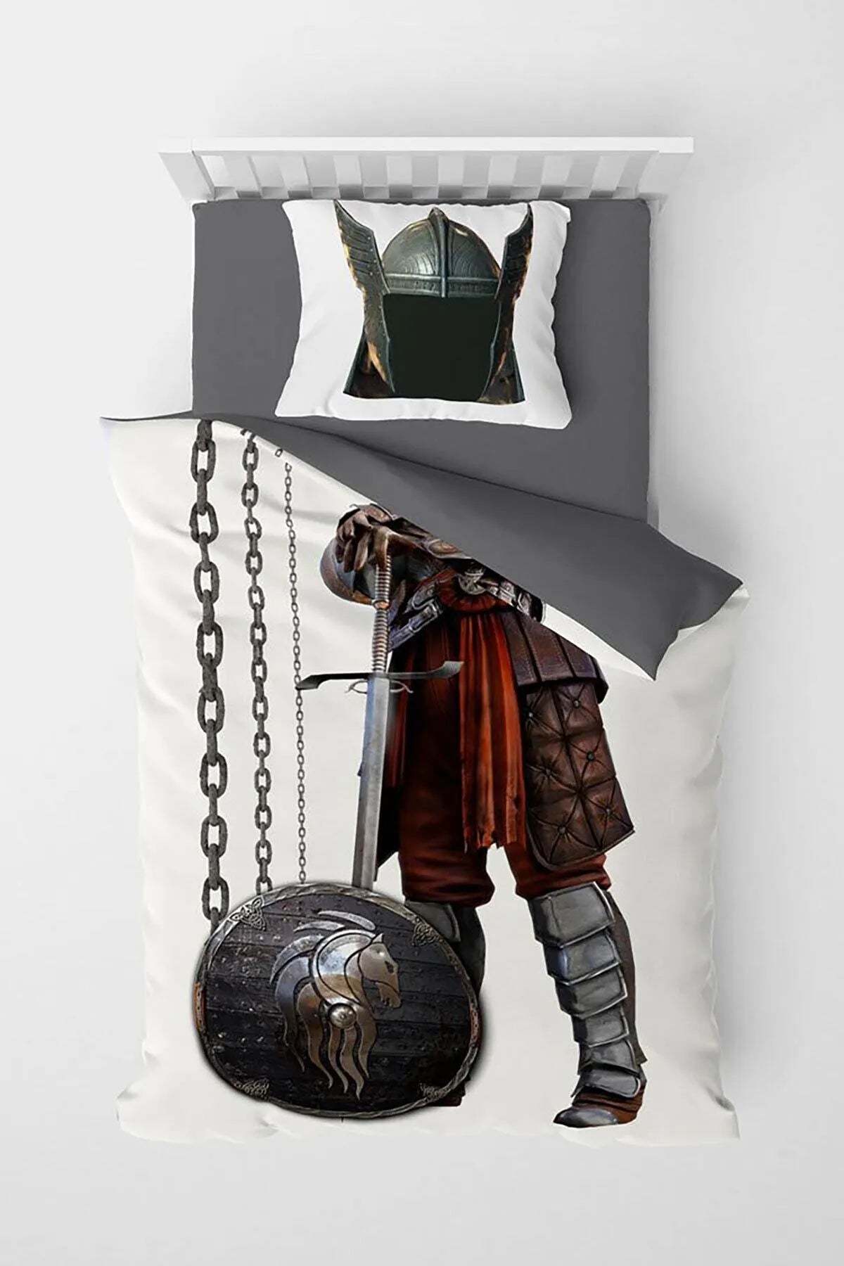 Şövalye Çocuk Nevresim Takımı Özel Örgü Pamuk Saten 3d Dijital