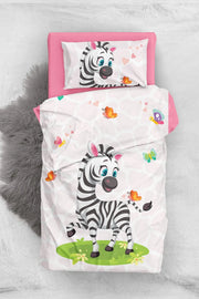 Cute Zebra 3d Pamuk Saten Bebek Nevresim Takımı