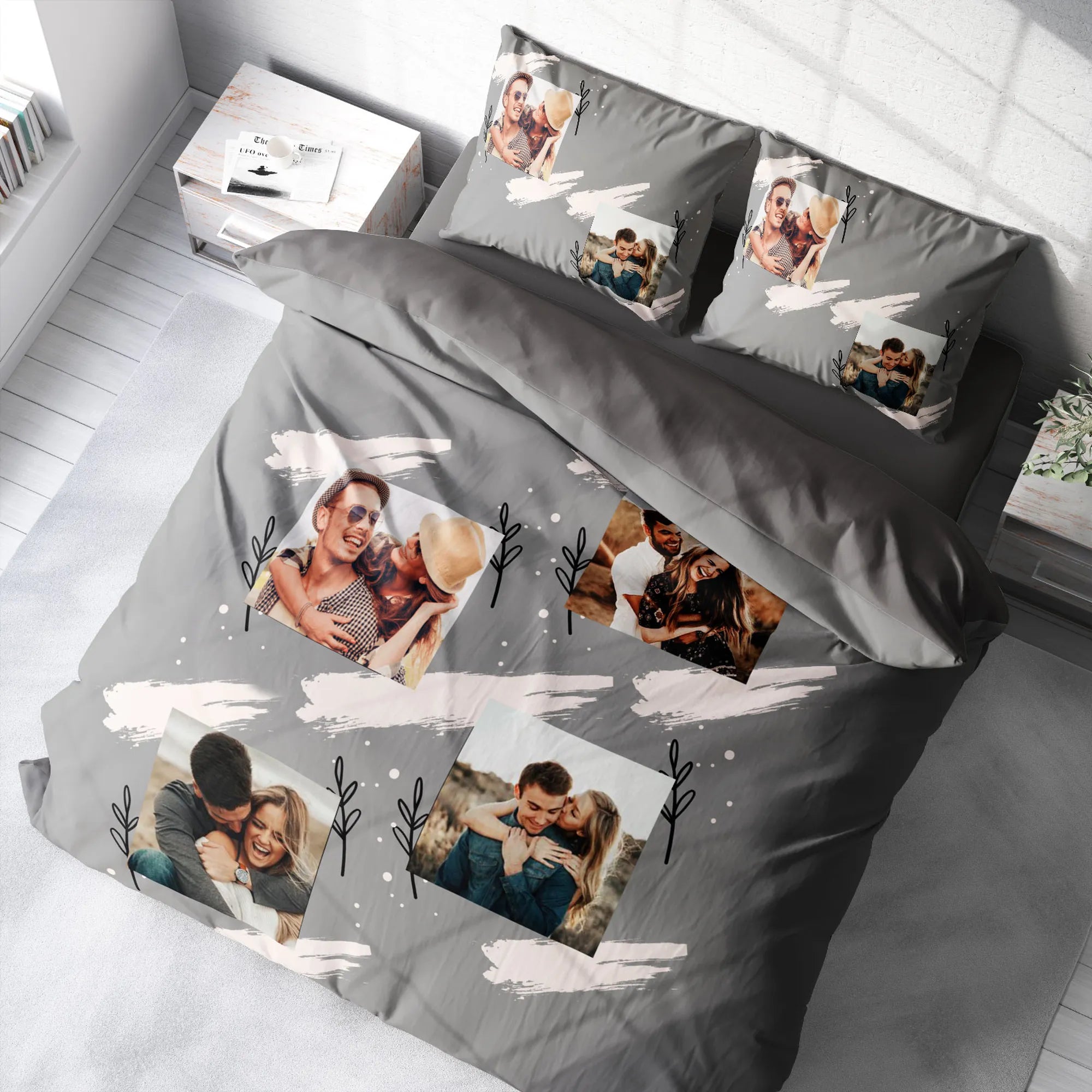 MonoHome Kişiye Özel Çift Kişilik Nevresim Takımı Grey