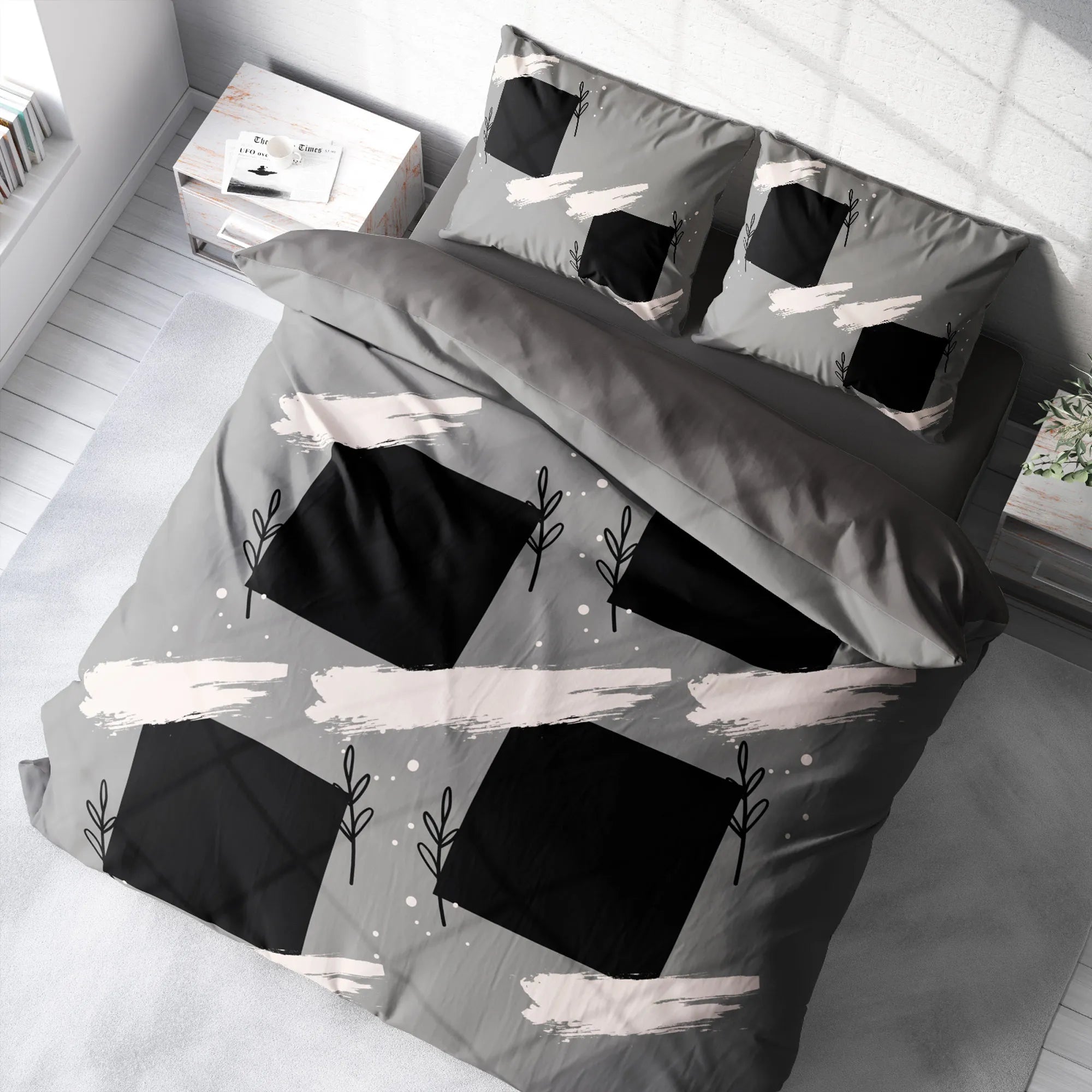 MonoHome Kişiye Özel Çift Kişilik Nevresim Takımı Grey