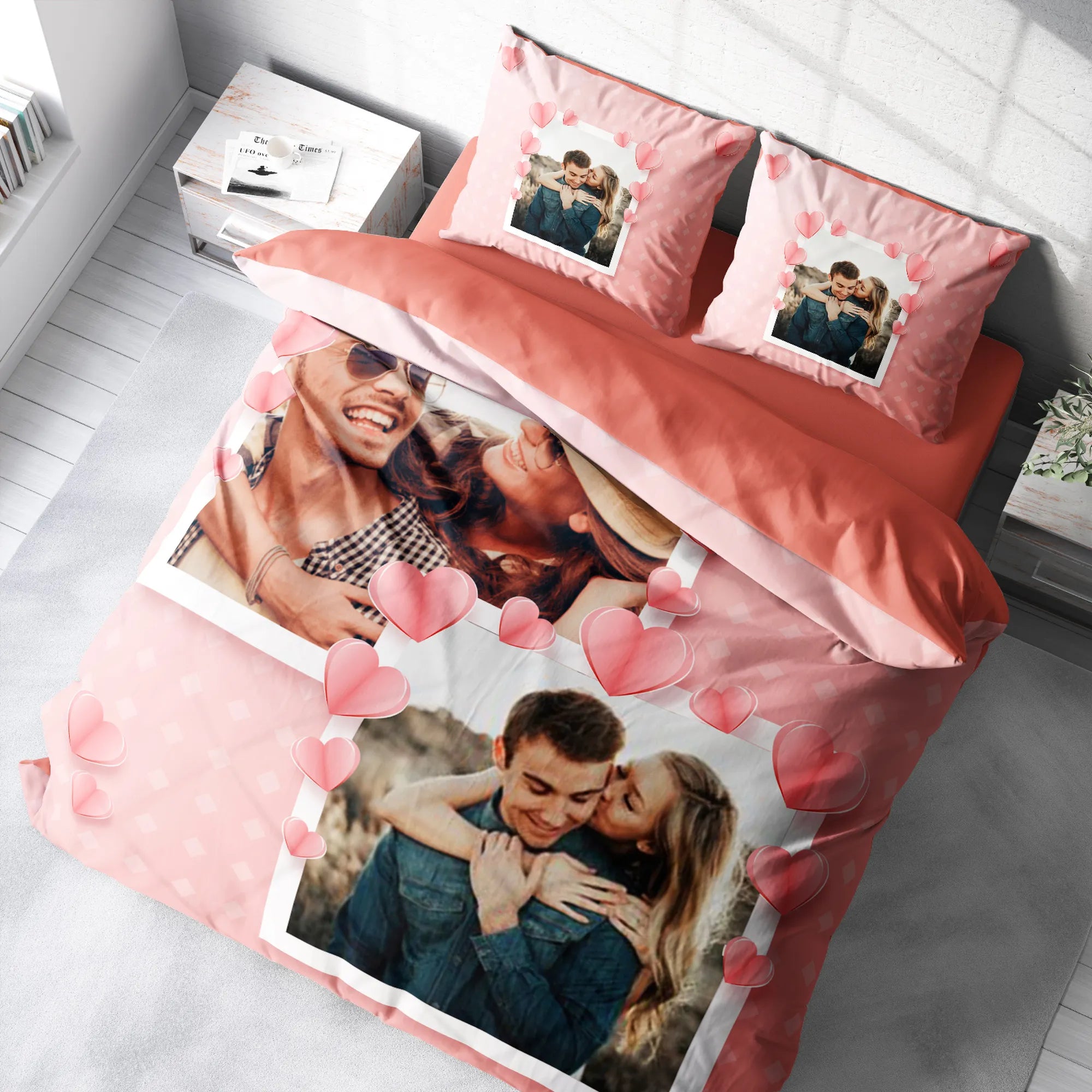 Monohome Kişiye Özel Çift Kişilik Nevresim Takımı Pink Table