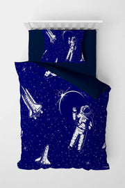 Lacivert Uzay Astronot 3d Pamuk Saten Çocuk Nevresim Takımı
