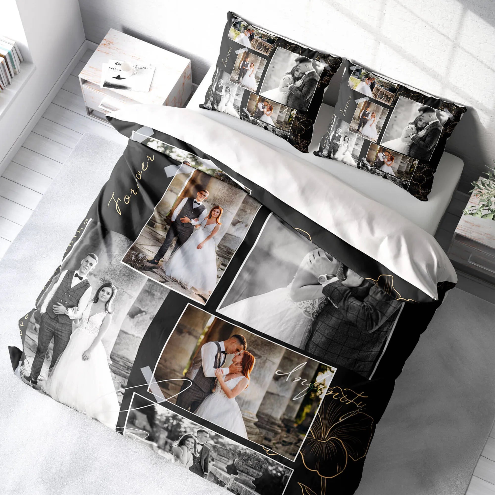 MonoHome Kişiye Özel Çift Kişilik Nevresim Takımı Black Love