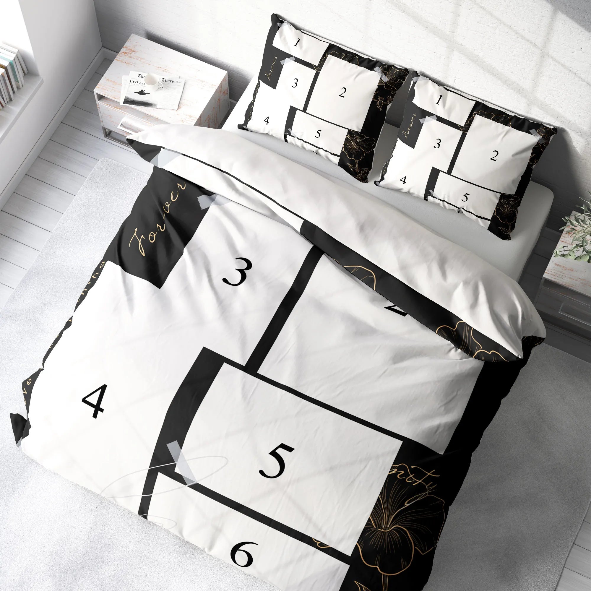 MonoHome Kişiye Özel Çift Kişilik Nevresim Takımı Black Love