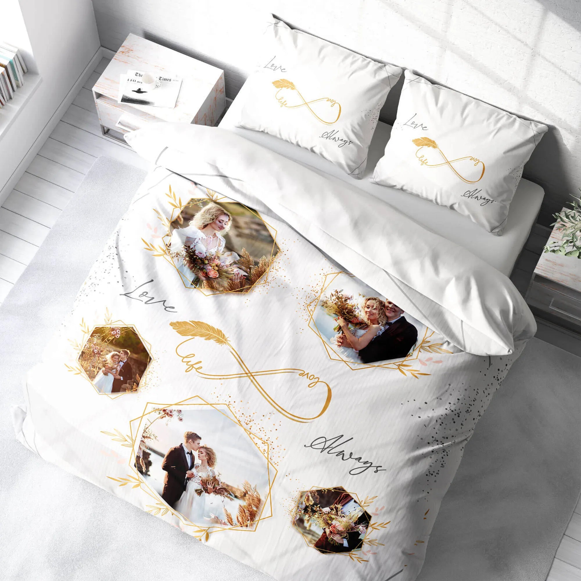 Monohome Kişiye Özel Çift Kişilik Nevresim Takımı White