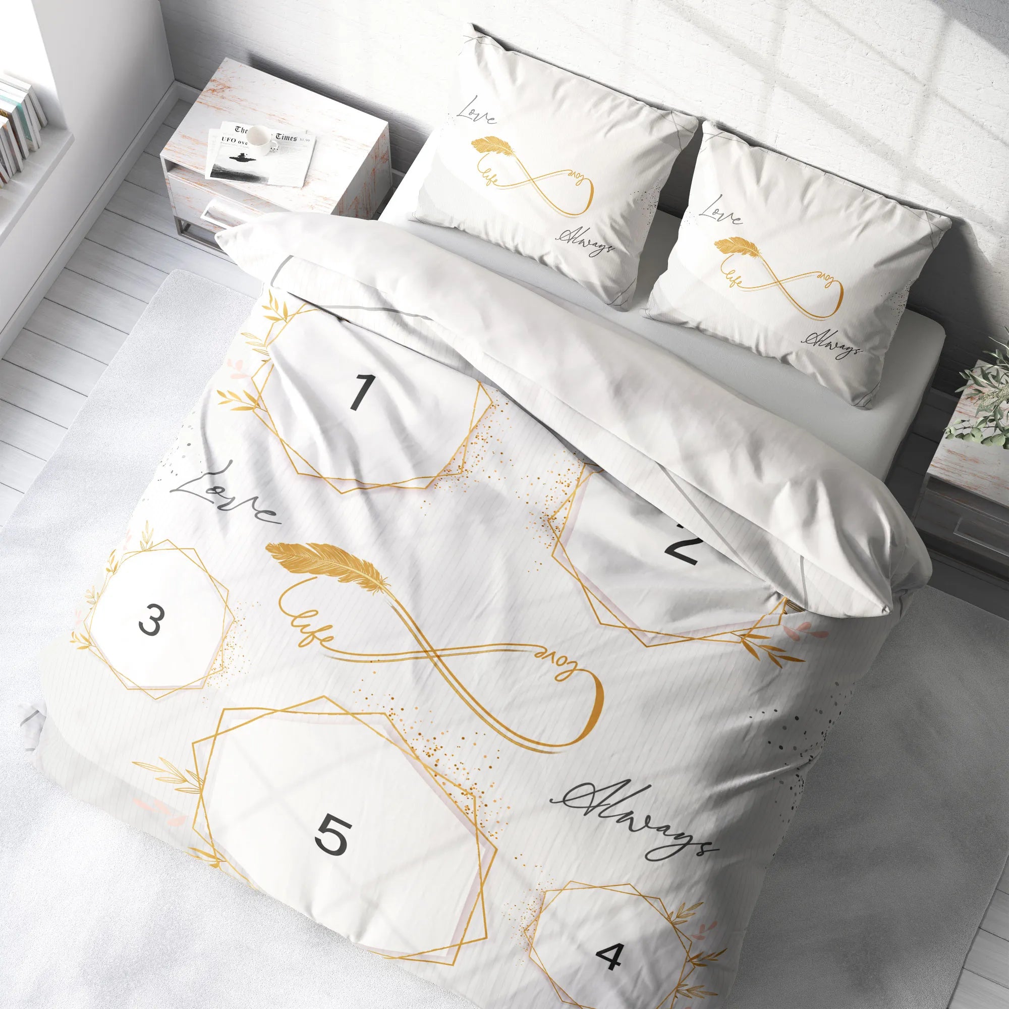 Monohome Kişiye Özel Çift Kişilik Nevresim Takımı White