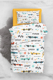 Race Car 3d Pamuk Saten Bebek Nevresim Takımı