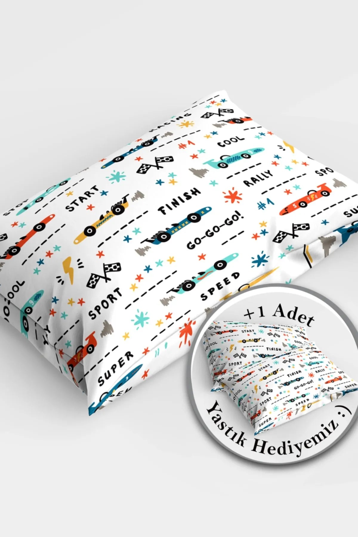 Race Car 3d Pamuk Saten Bebek Nevresim Takımı