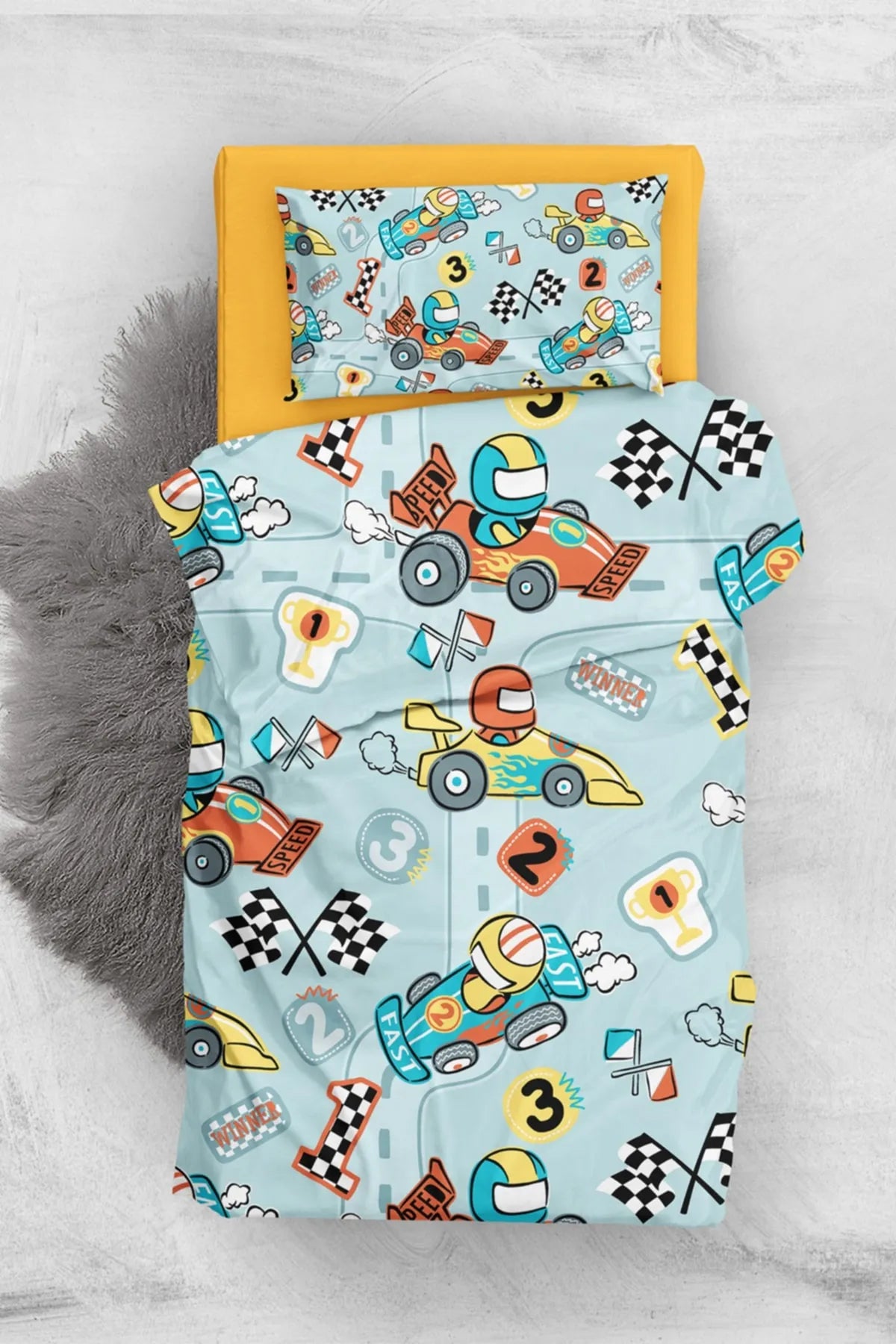 Karting 3d Pamuk Saten Bebek Nevresim Takımı