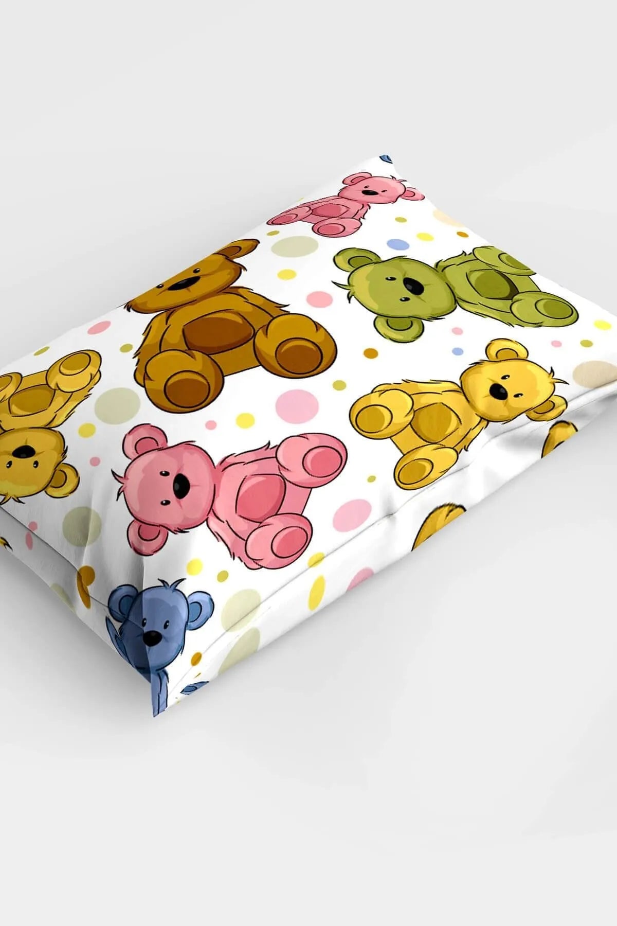 Colorful Teddy Bear 3d Pamuk Saten Bebek Nevresim Takımı