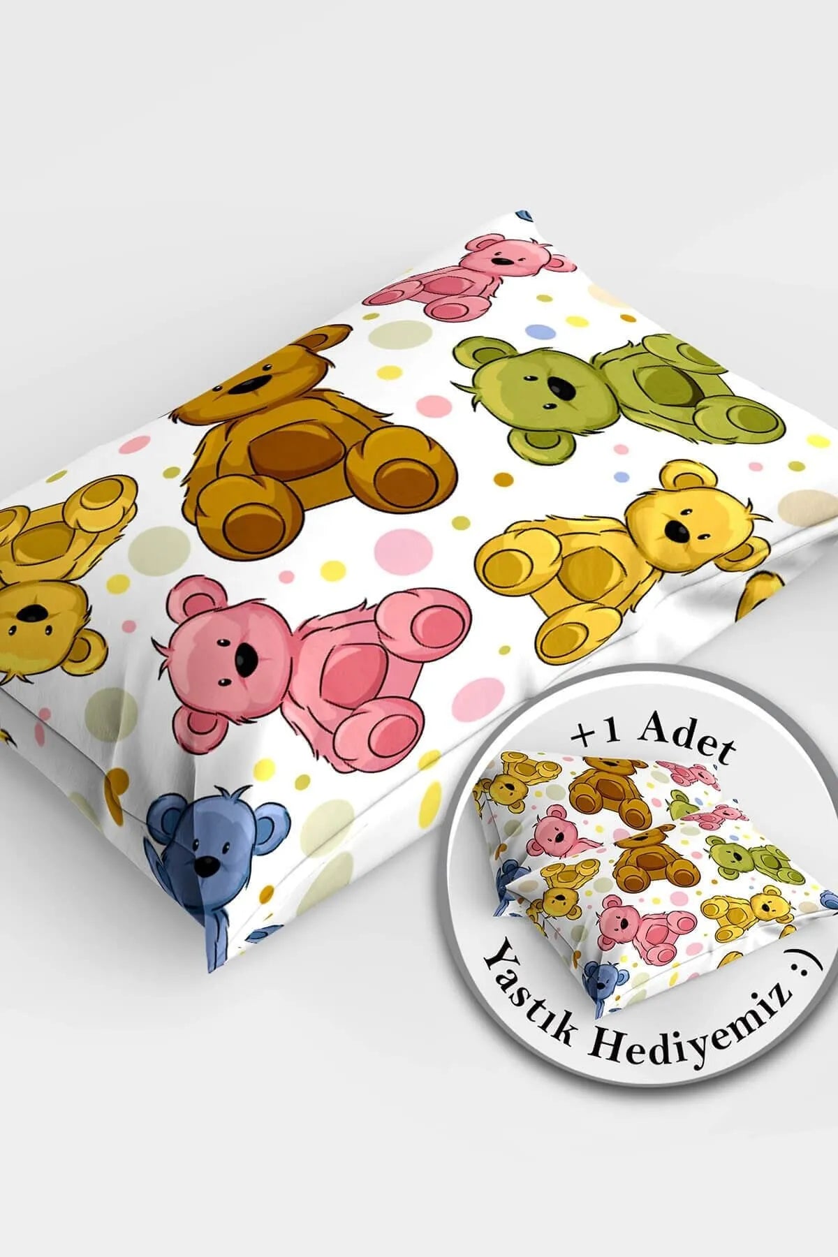 Colorful Teddy Bear 3d Pamuk Saten Bebek Nevresim Takımı