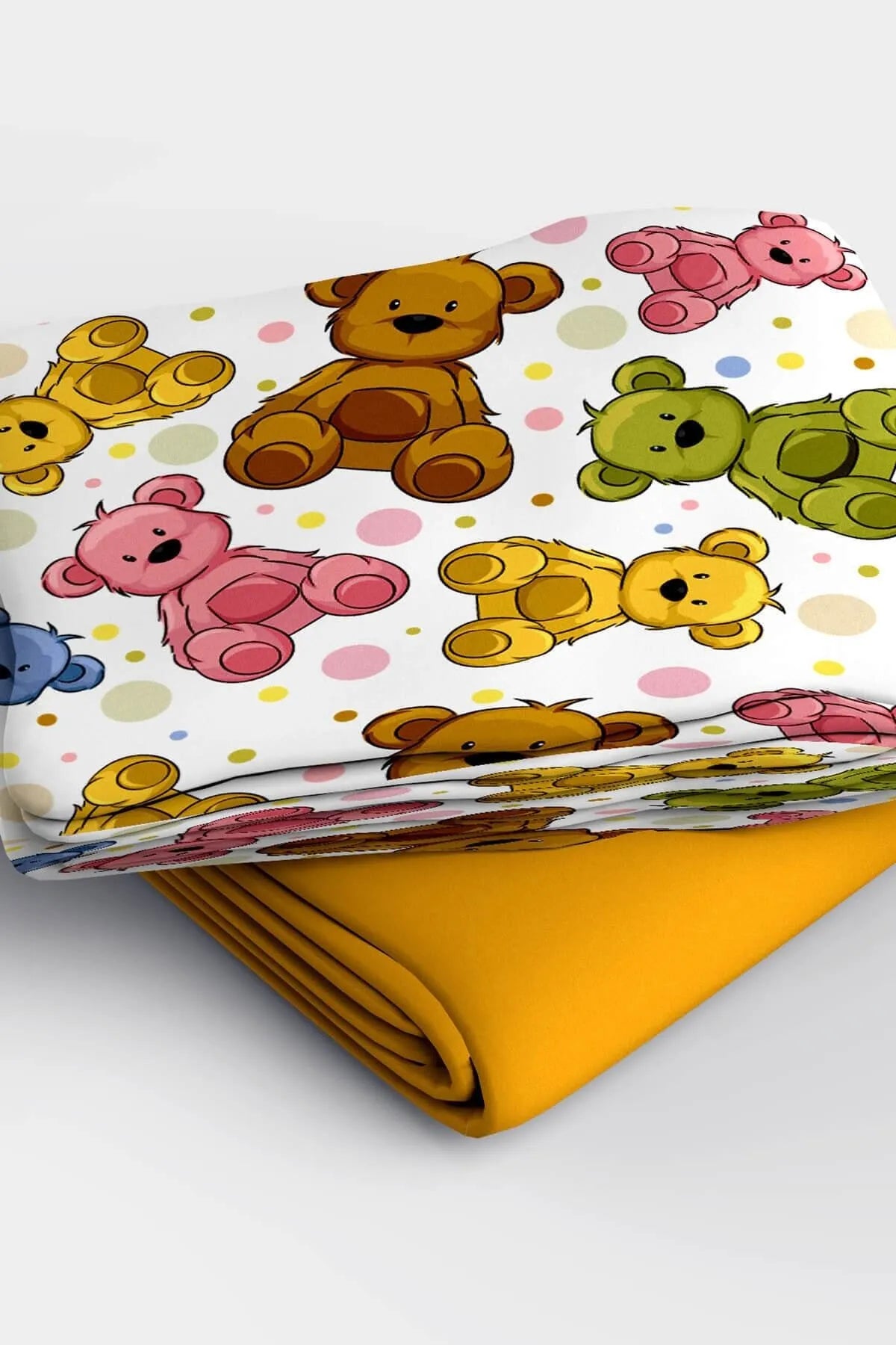 Colorful Teddy Bear 3d Pamuk Saten Bebek Nevresim Takımı