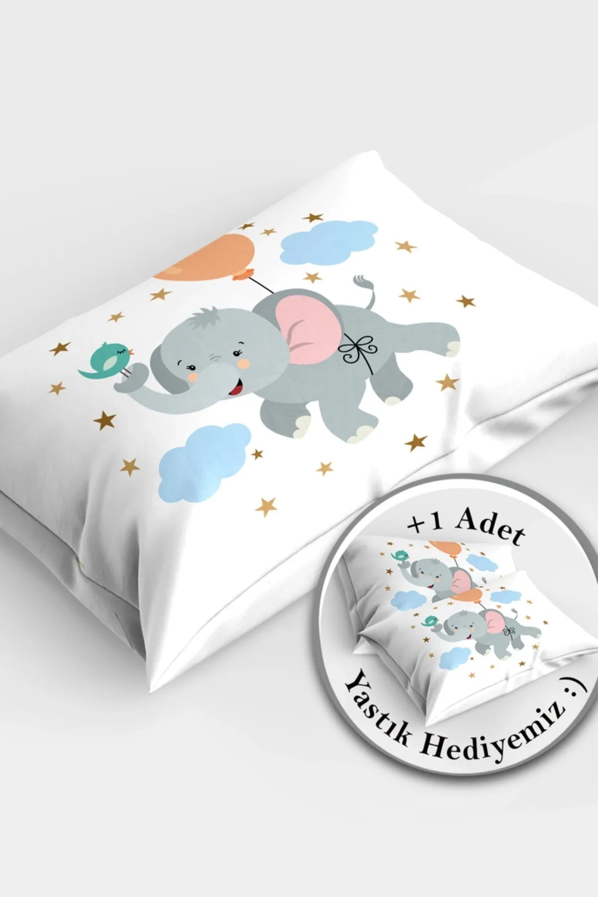 Blue Elephant 3d Pamuk Saten Bebek Nevresim Takımı
