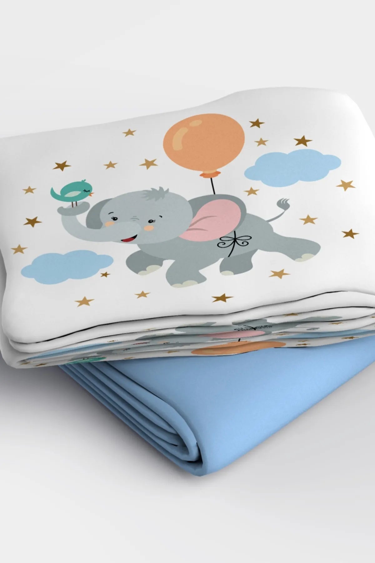 Blue Elephant 3d Pamuk Saten Bebek Nevresim Takımı