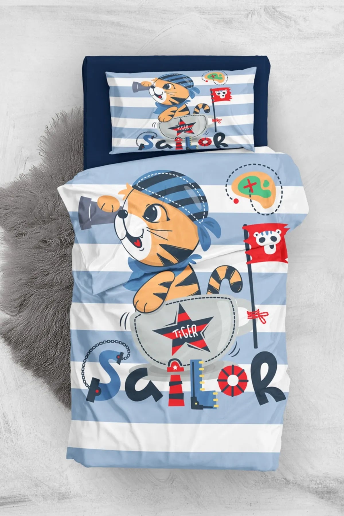 Tige Sailor 3d Pamuk Saten Bebek Nevresim Takımı