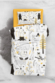 Yellow Animals 3d Pamuk Saten Bebek Nevresim Takımı