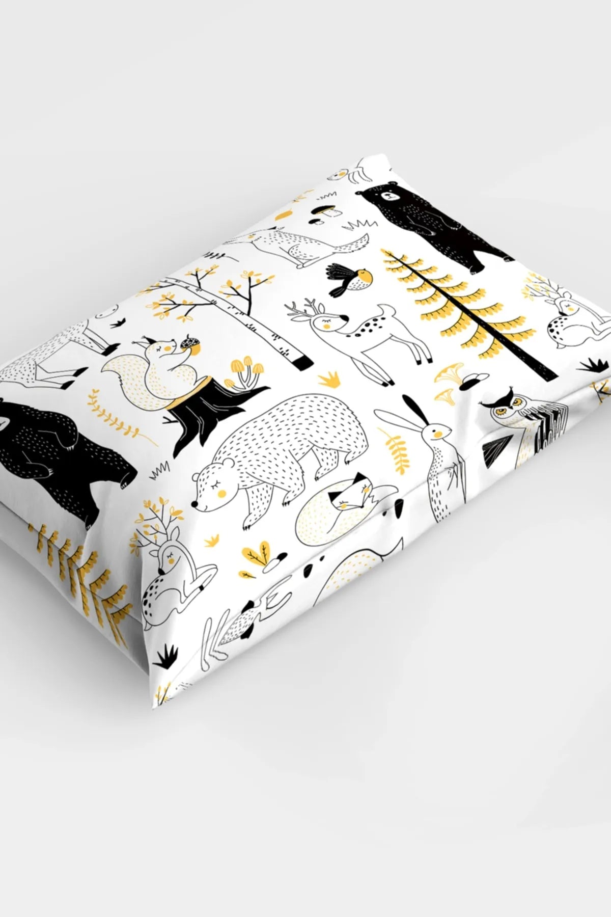 Yellow Animals 3d Pamuk Saten Bebek Nevresim Takımı